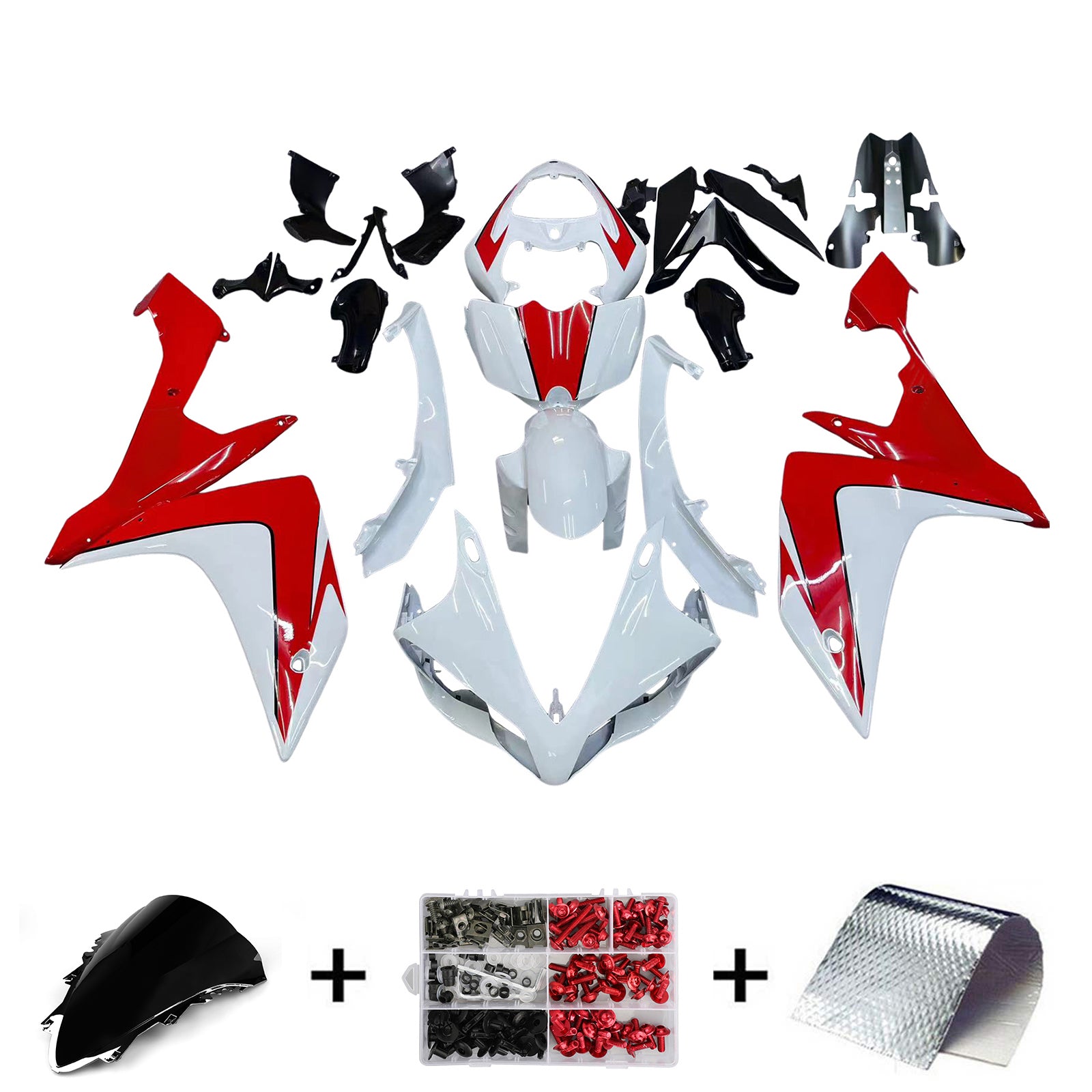 Amotopart Carénages 2007-2008 Yamaha YZF-R1 Blanc Rouge R1 Generic