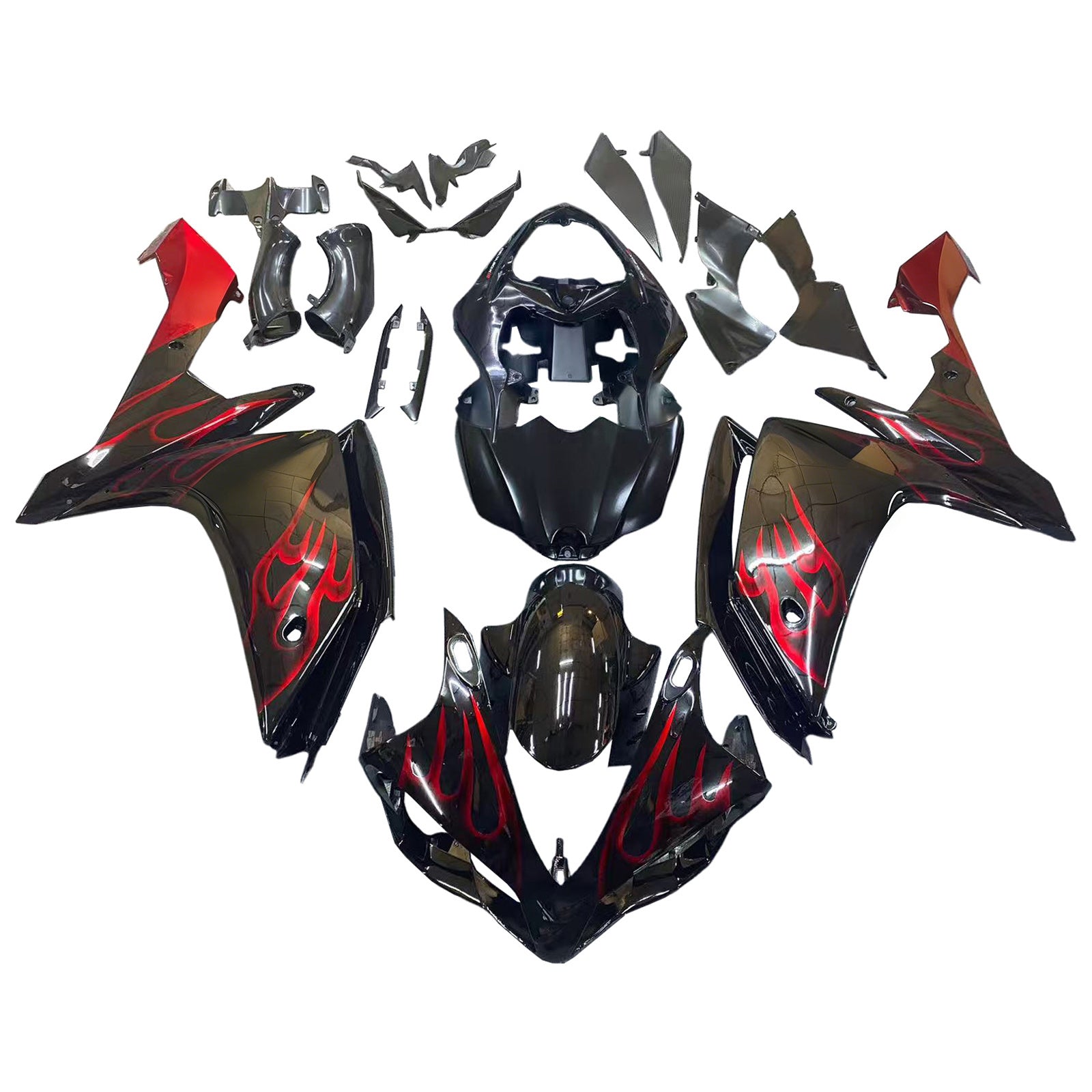 Carénages Amotopart 2007-2008 Yamaha YZF-R1 Black & Red Flame R1 Generic