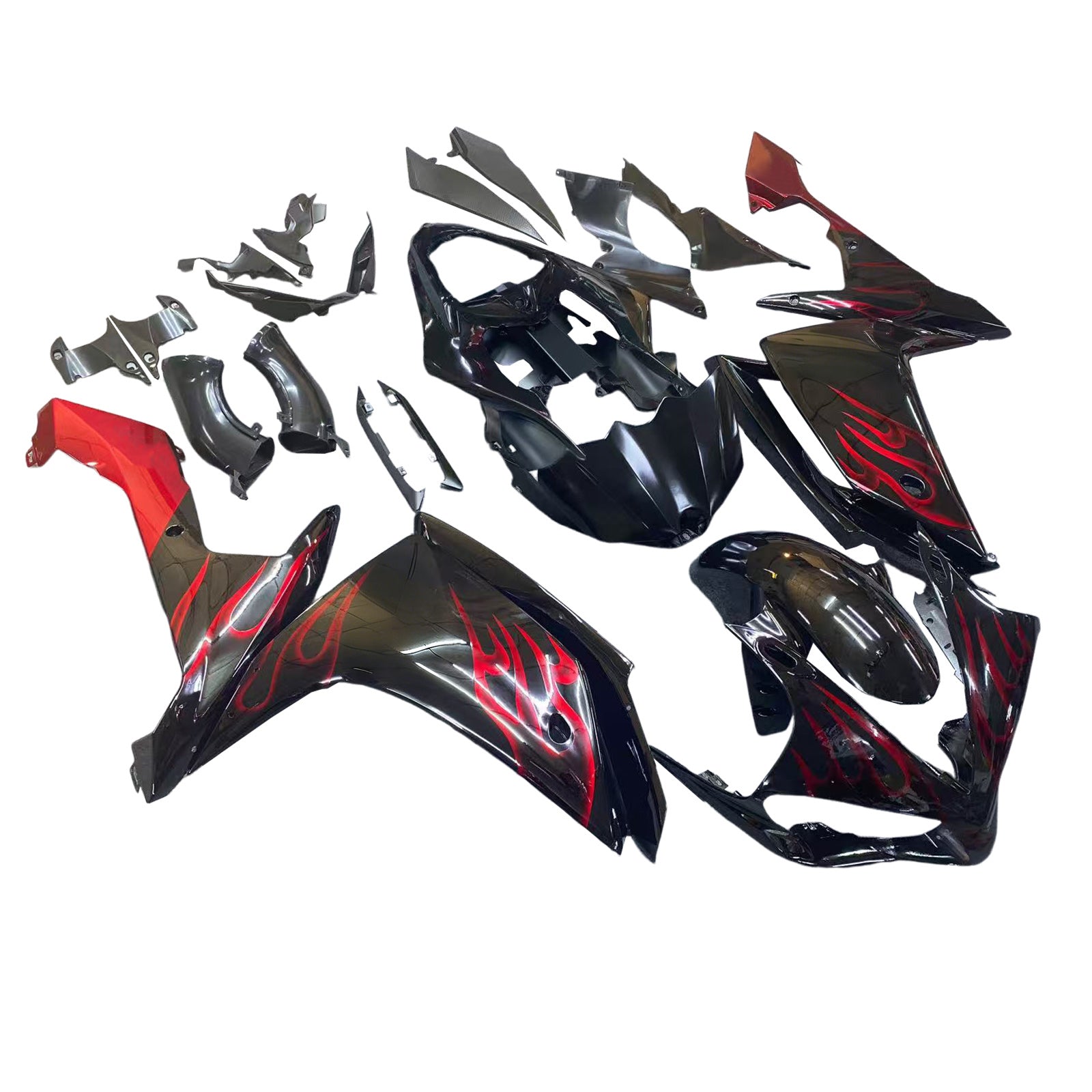 Carénages Amotopart 2007-2008 Yamaha YZF-R1 Black & Red Flame R1 Generic