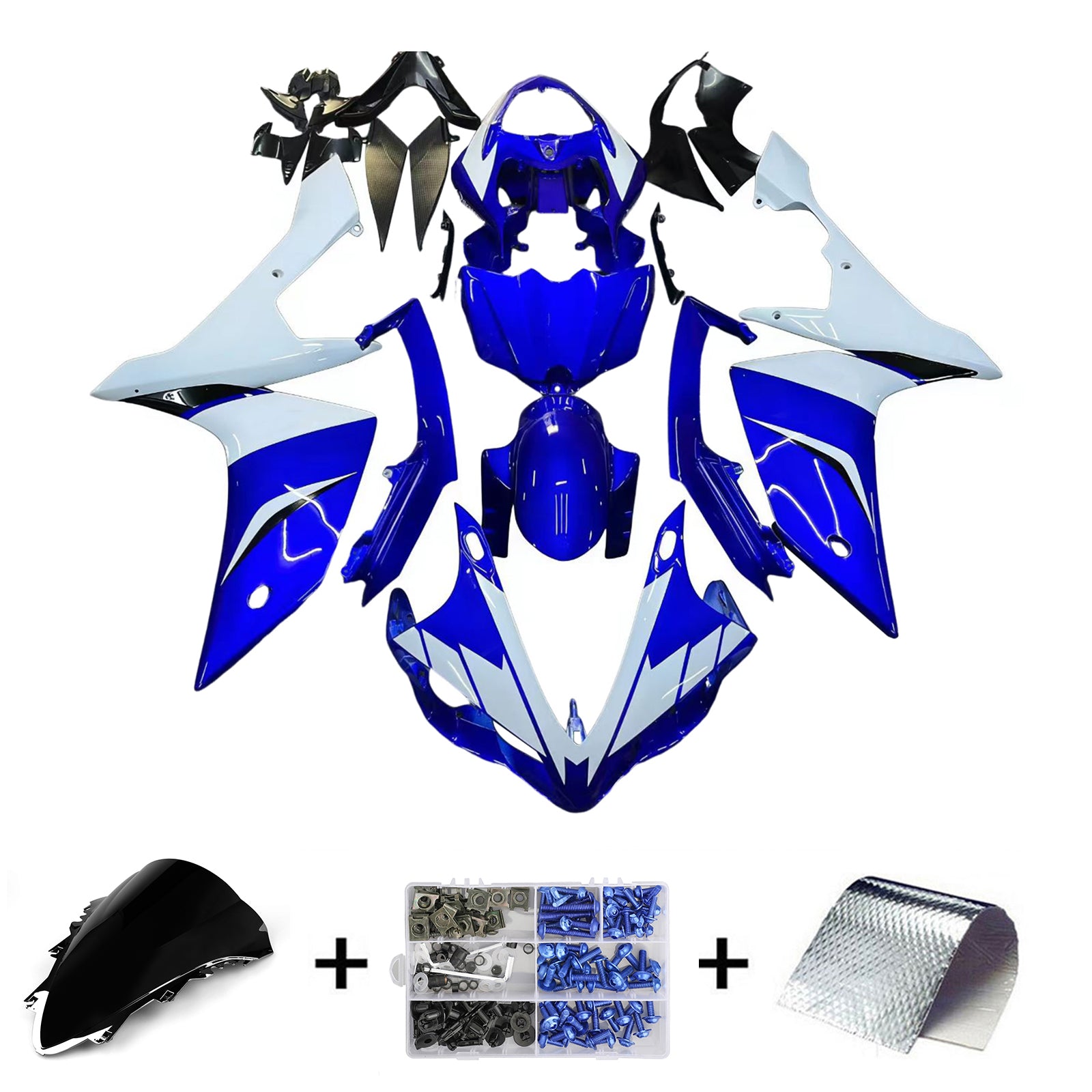 Carénages Amotopart 2007-2008 Yamaha YZF-R1 Bleu Blanc R1 Generic