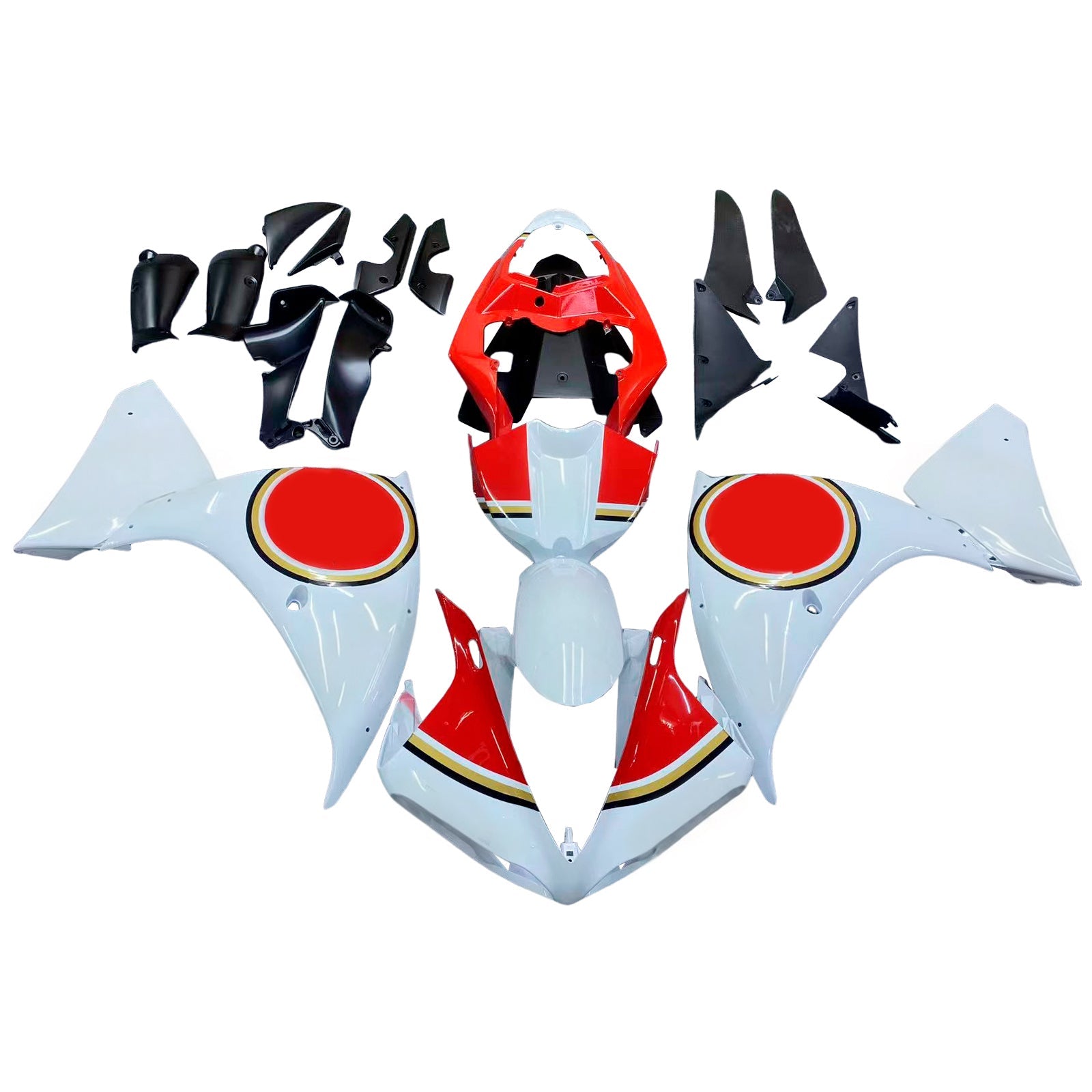 Amotopart Fairings 2009-2011 Yamaha YZF-R1 valkoinen punainen Lucky Strike R1 yleinen