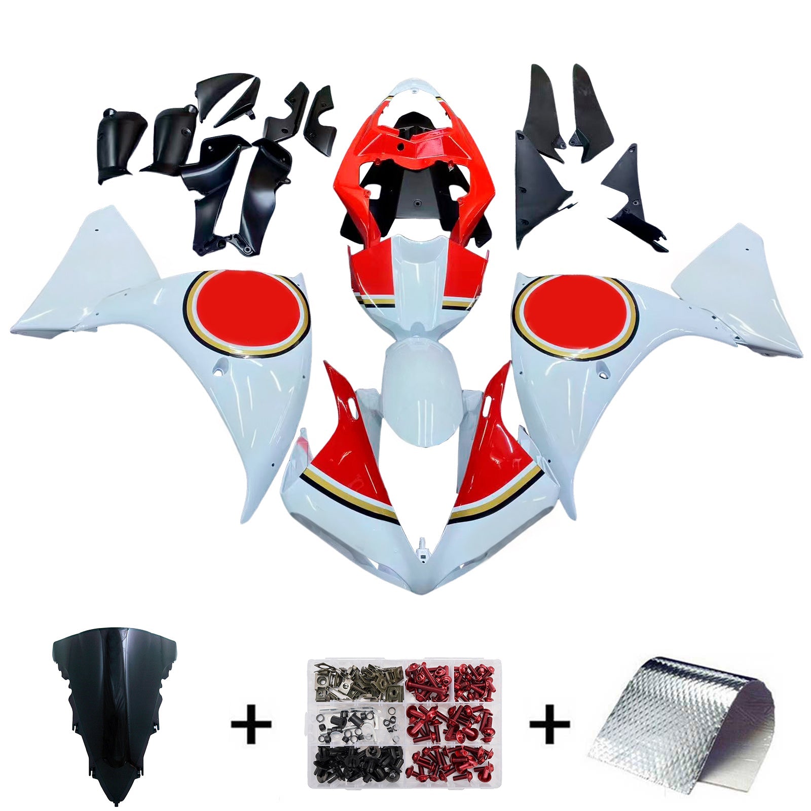 Amotopart Fairings 2009-2011 Yamaha YZF-R1 valkoinen punainen Lucky Strike R1 yleinen