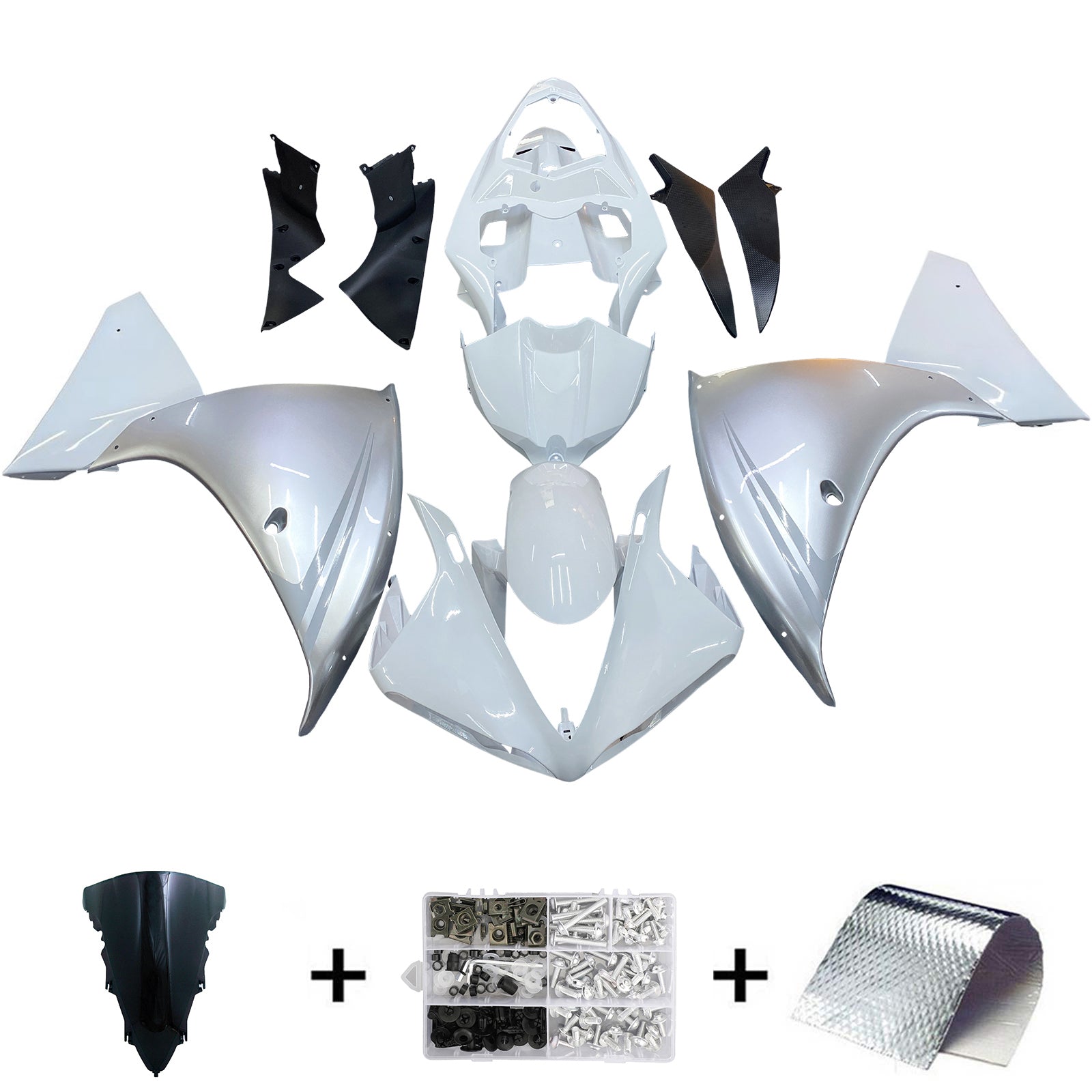 Carene Amotopart 2009-20121 Yamaha YZF-R1 Bianco Argento R1 Generico