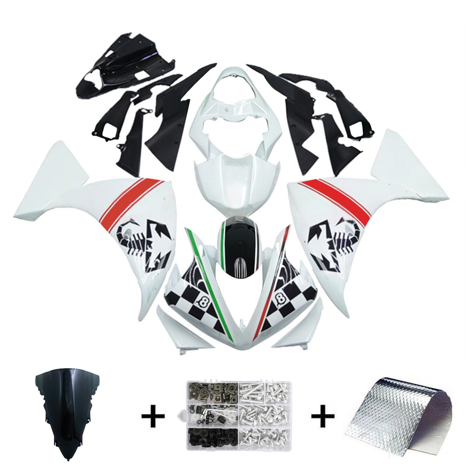 Amotopart Yamaha YZF 1000 R1 2009-2011 Kit Carénage Carrosserie Plastique ABS