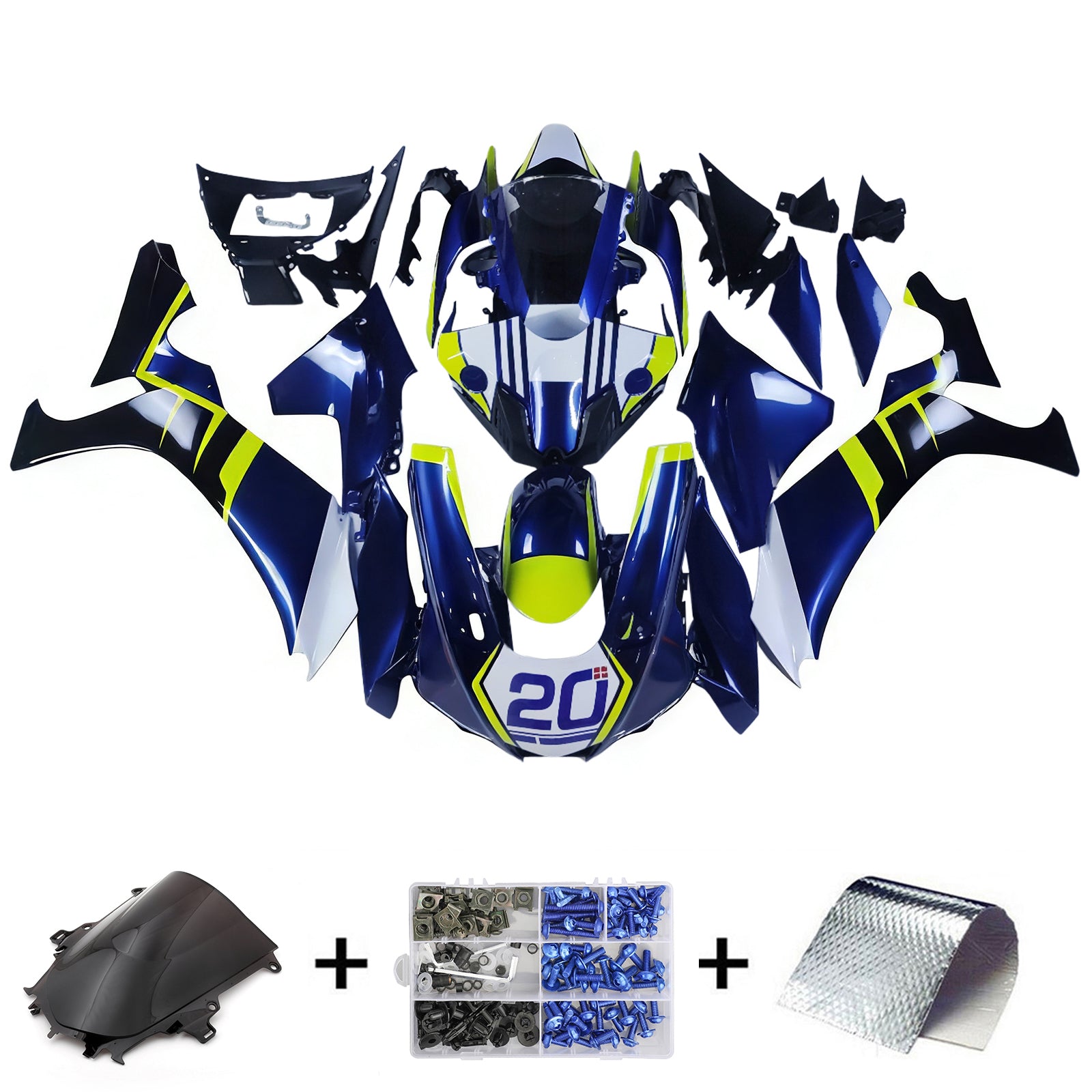 Amotopart kuipkit Yamaha YZF R1 2020-2024 Blauw en geel