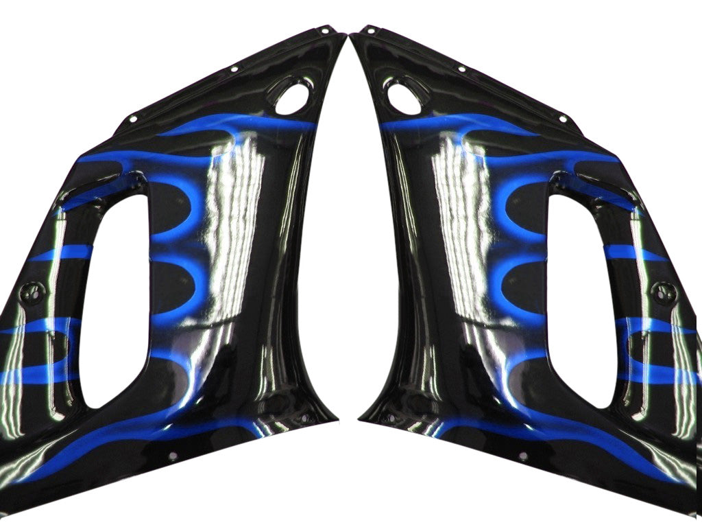 Carénages Amotopart 1998-2002 Yamaha YZF-R6 Črni in modri plamen R6 Generic