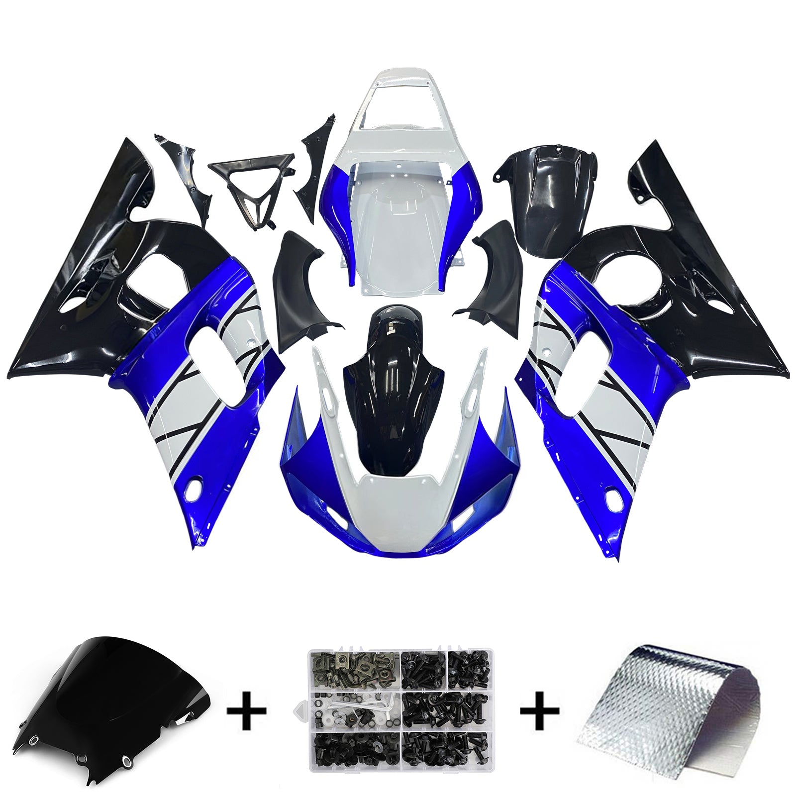Carénages Amotopart 1998-2002 Yamaha YZF-R6 Bleu Noir Champions R6 Generic