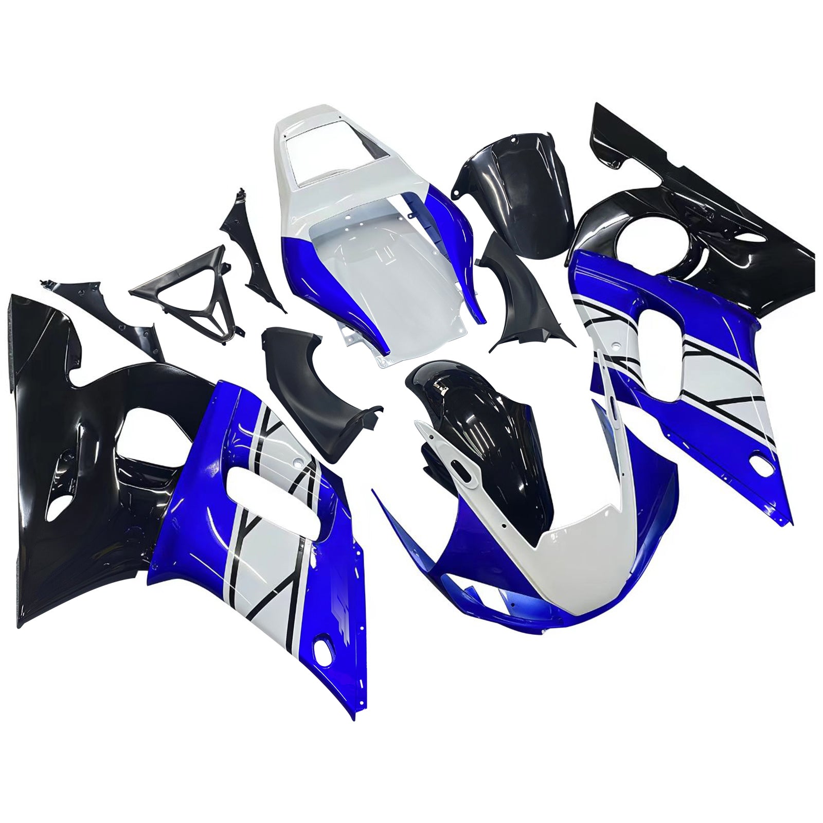 Carénages Amotopart 1998-2002 Yamaha YZF-R6 Bleu Noir Champions R6 Generic