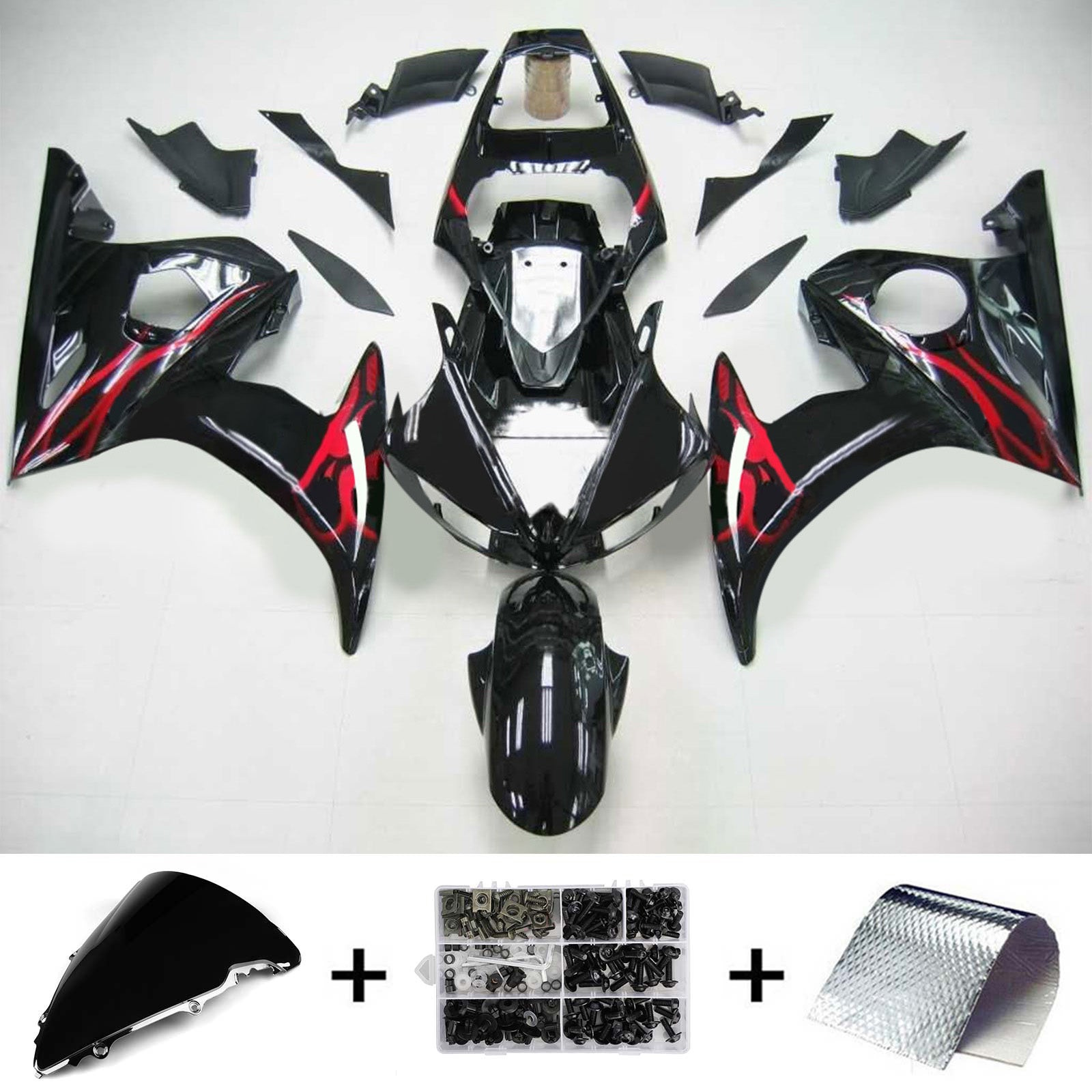 Kit de carénage Amotopart pour Yamaha YZF 600 R6 2003-2004 R6S 2006-2009