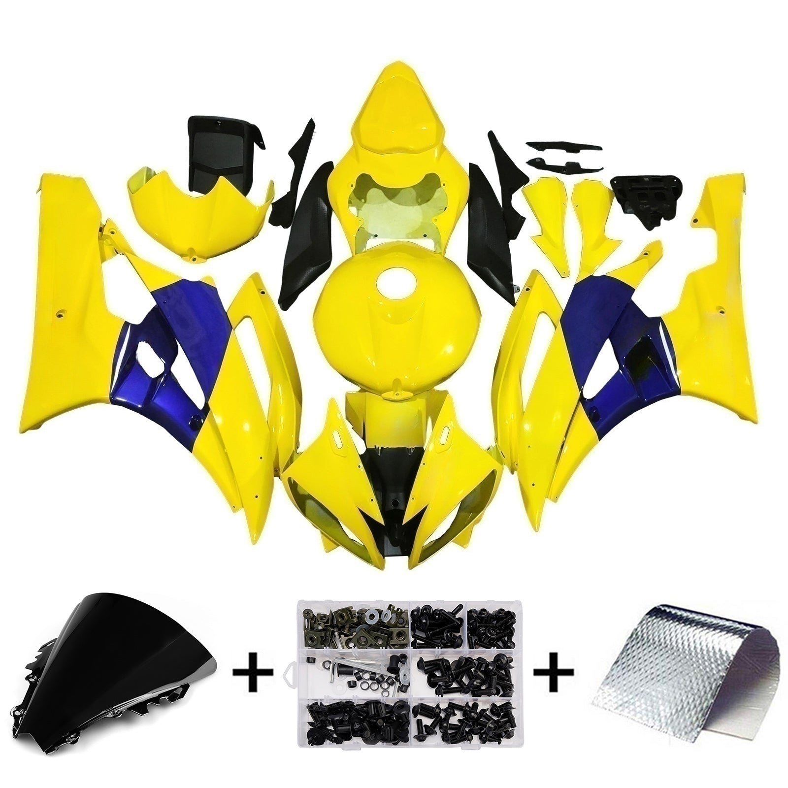 Carénages Amotopart 2006-2007 Yamaha YZF-R6 Jaune Bleu No.46 Camel R6 Generic