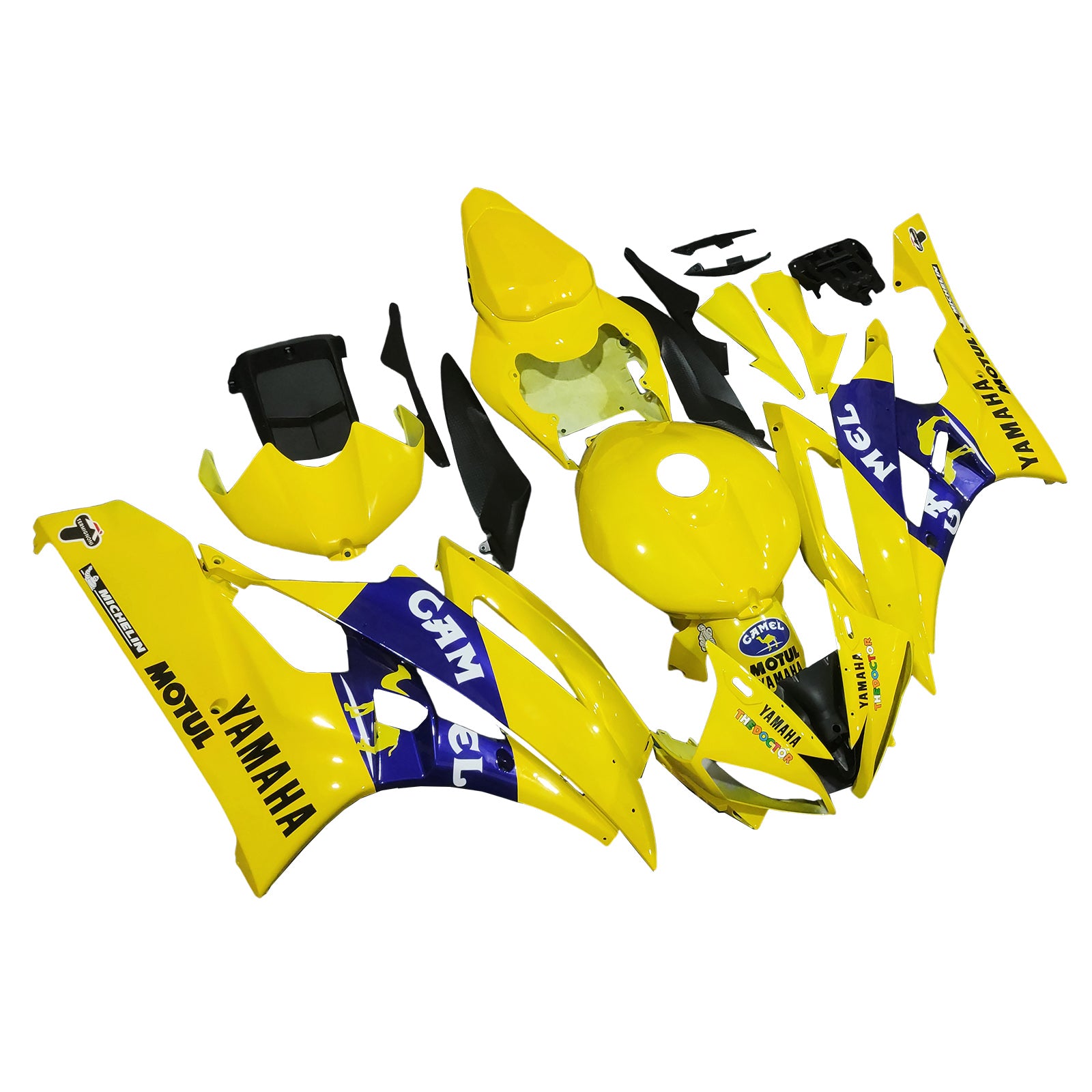 Amotopart stroomlijnkappen 2006-2007 Yamaha YZF-R6 geel blauw nr. 46 Camel R6 generiek