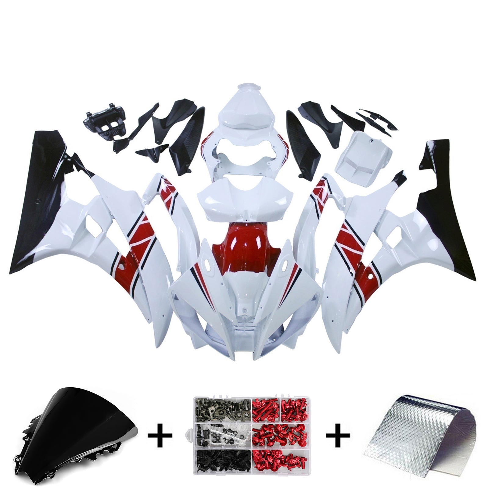 Carénages Amotopart 2006-2007 Yamaha YZF-R6 Blanc Rouge Noir R6 Generic