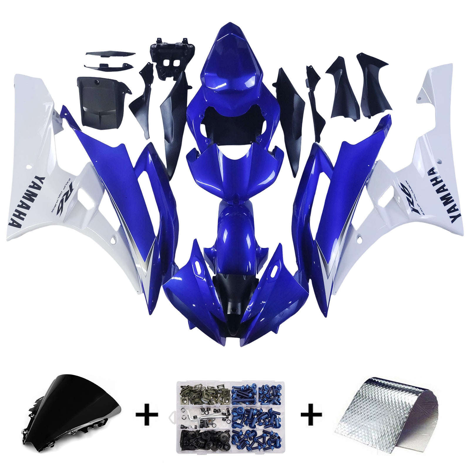 Amotopart Carénages 2006-2007 Yamaha YZF-R6 Blue and White R6 Generic