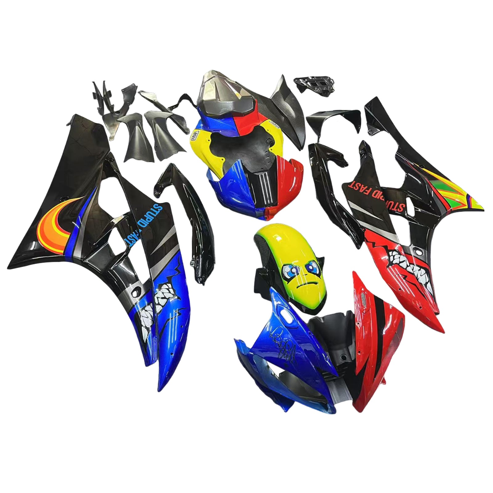 Amotopart Yamaha YZF 600 R6 2006-2007 Kit Carénage Carrosserie Plastique ABS