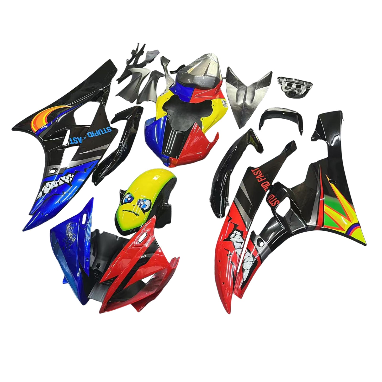 Amotopart Yamaha YZF 600 R6 2006-2007 Kit Carénage Carrosserie Plastique ABS