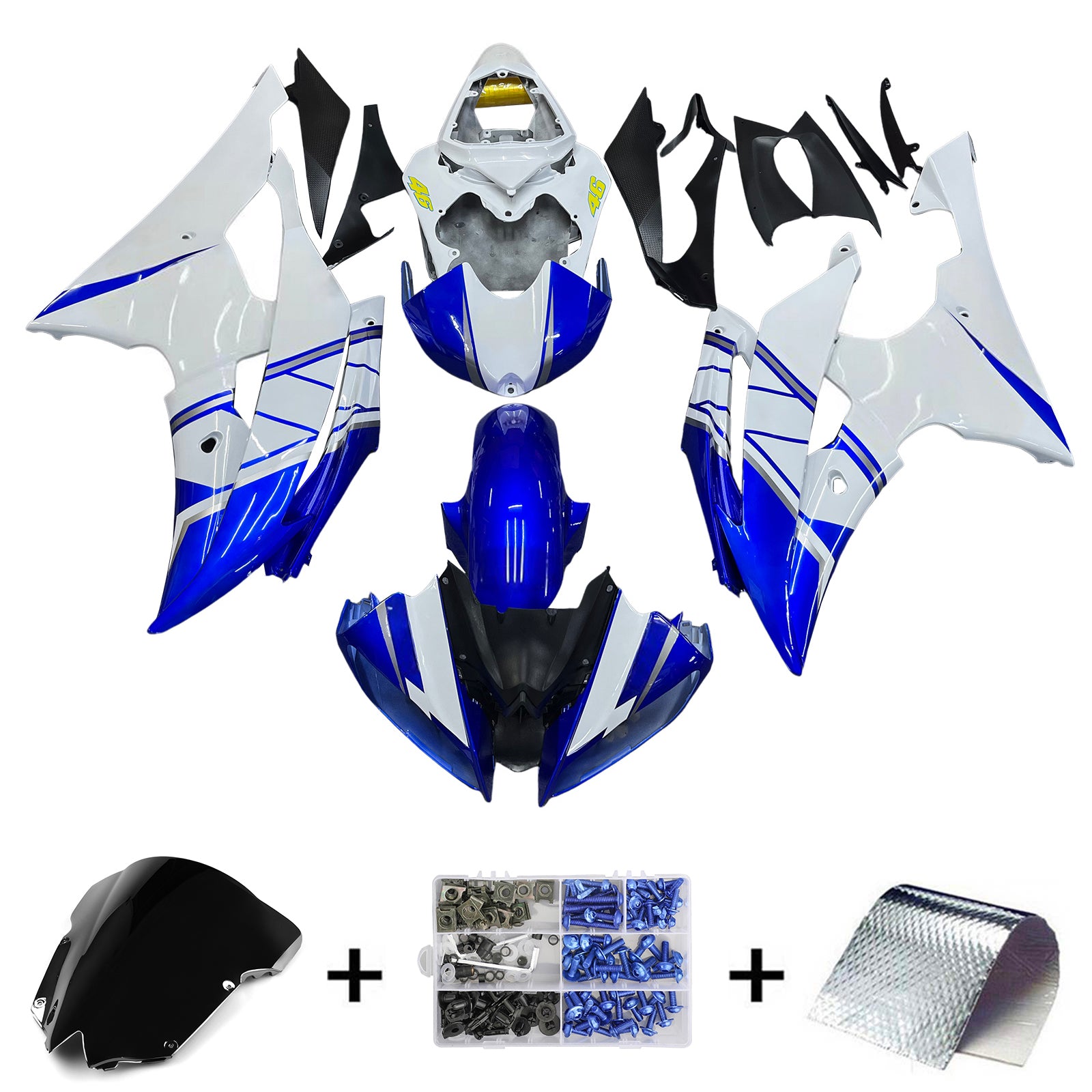 Owiewki Amotopart 2008-2016 Yamaha YZF-R6 Biało-Niebieskie No.46 FIAT R6 Generic