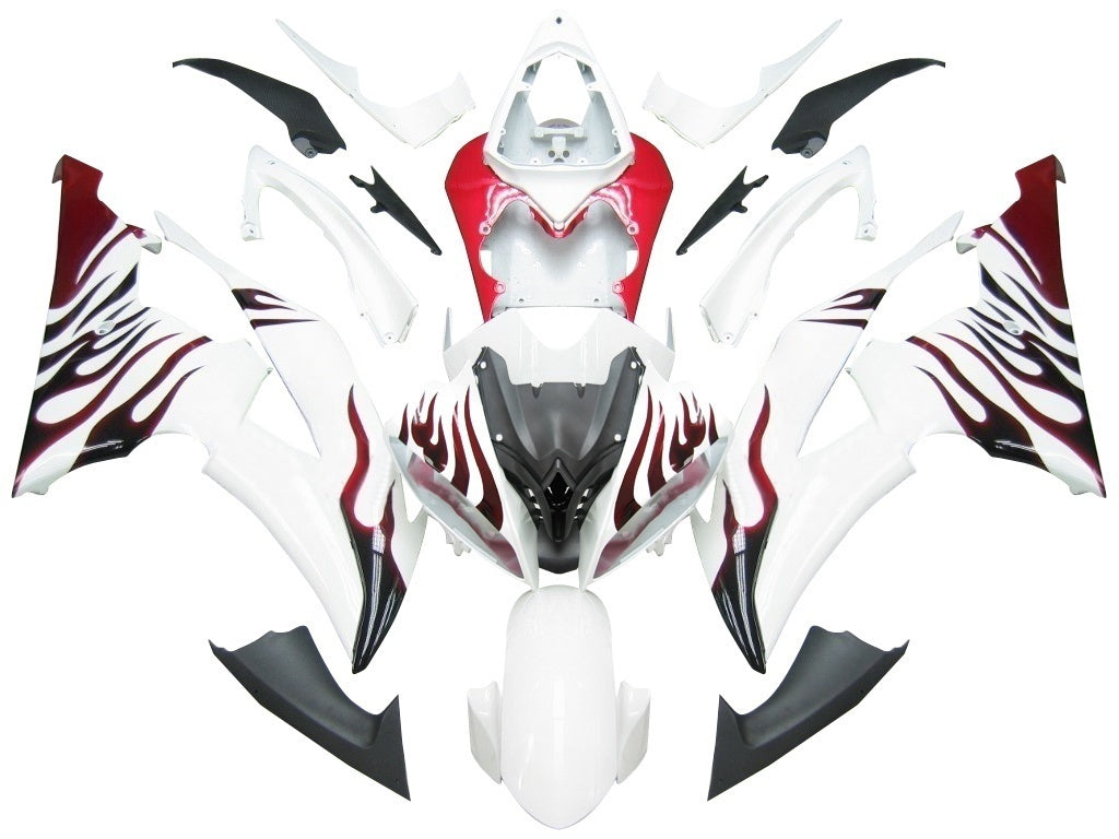 Carénages Amotopart 2008-2016 Yamaha YZF-R6 White & Red Flame R6 Generic