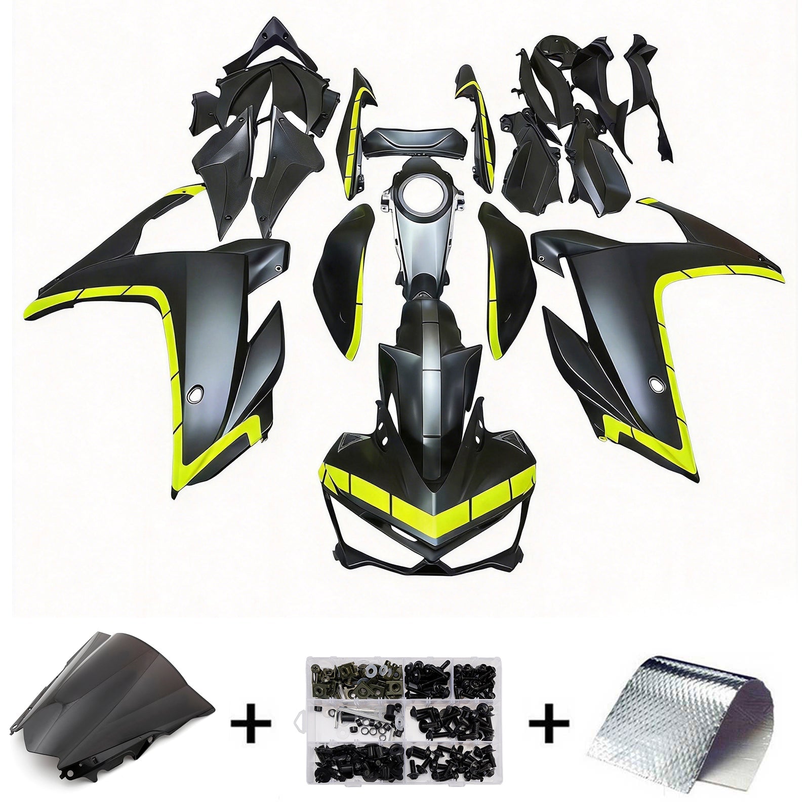 Amotopart Carénage Kit Carrosserie ABS pour Yamaha YZF-R3 2014-2018 R25 2015-2017 Générique