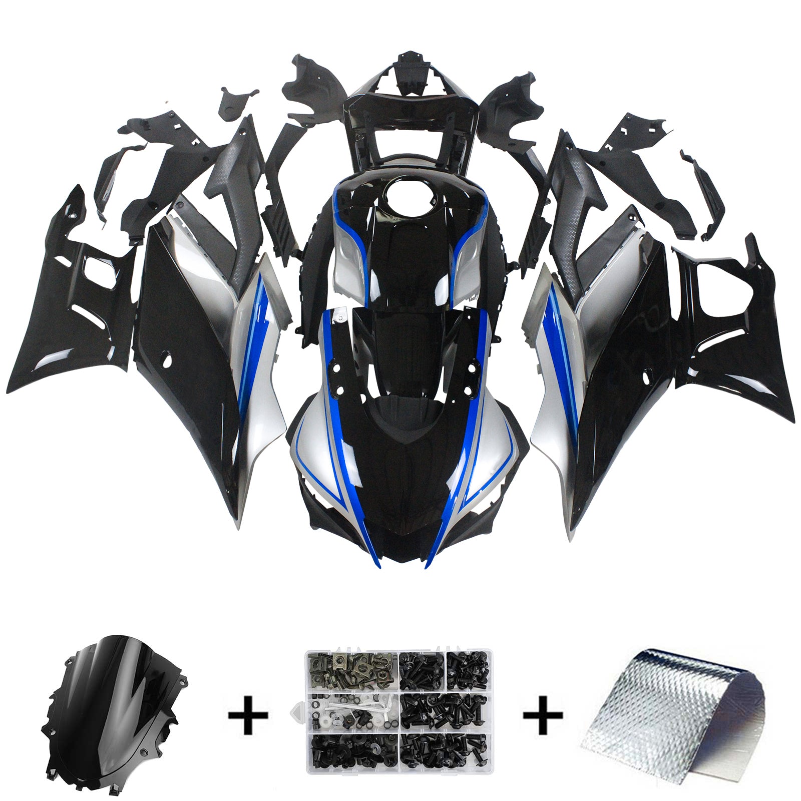 Amotopart Fairing Zestaw dla Yamaha YZF-R3 R25 2019-2021 Generic