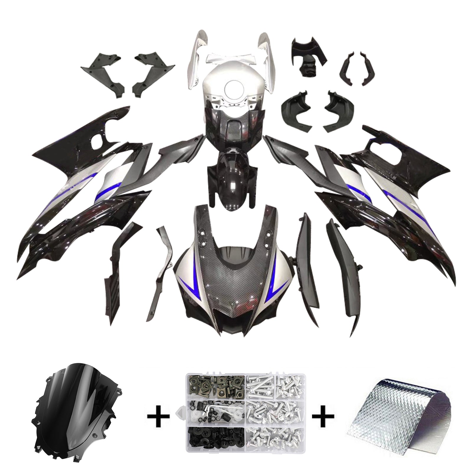 Amotopart Yamaha YZF-R3 R25 2019-2021 ABS muovinen korin suojasarja