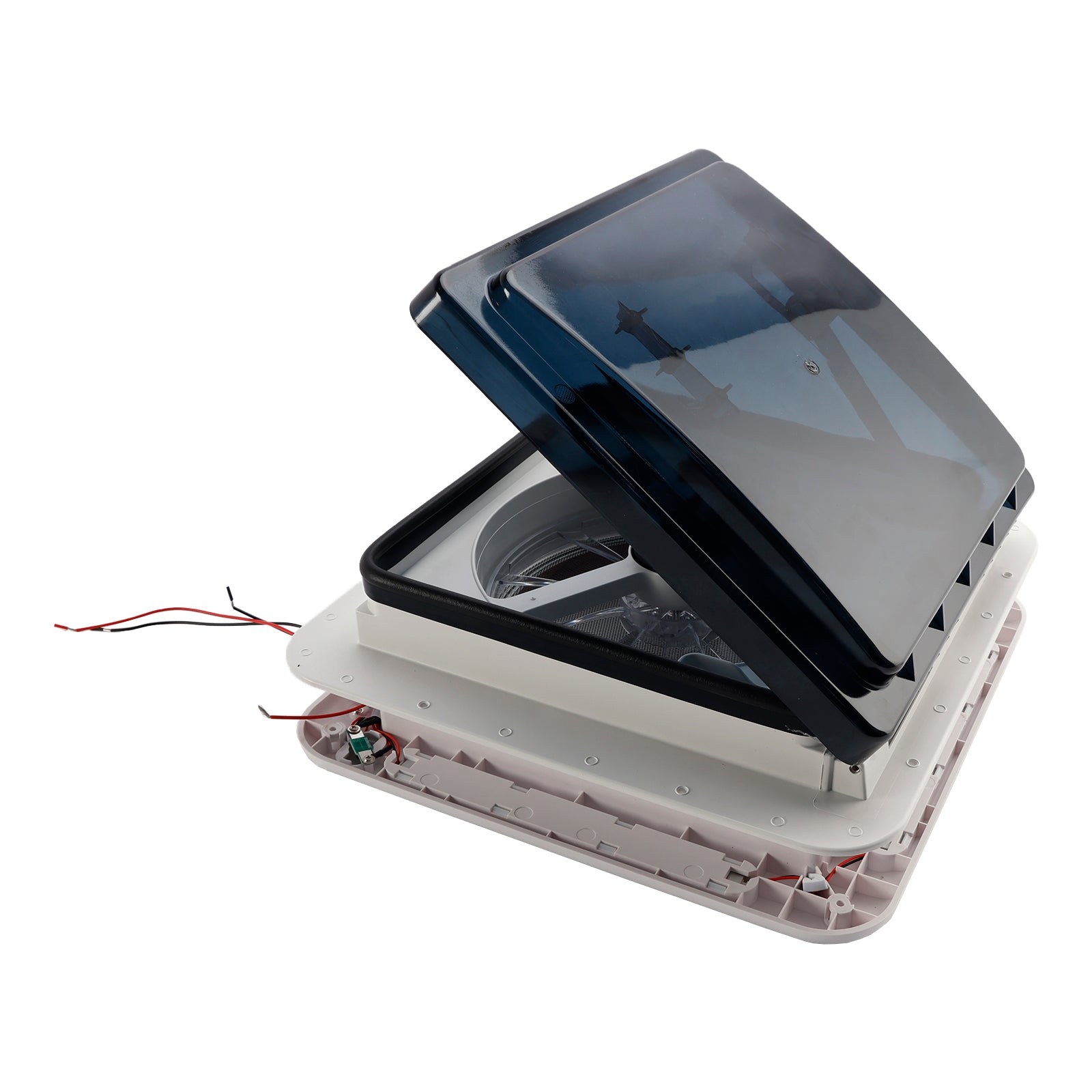 Ventilatore per lucernario per camper da 11" 12 V con luce a LED per camper e roulotte, motore a 3 velocità