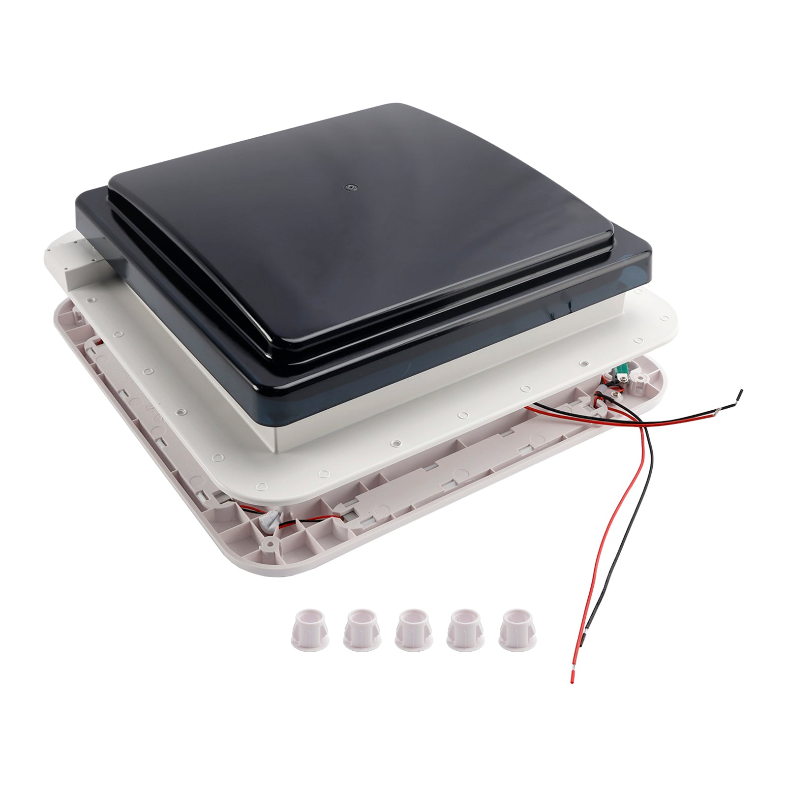 Évent de toit de caravane de camping-car de 11 pouces, moteur avant et arrière, puits de lumière 12V avec lumière LED