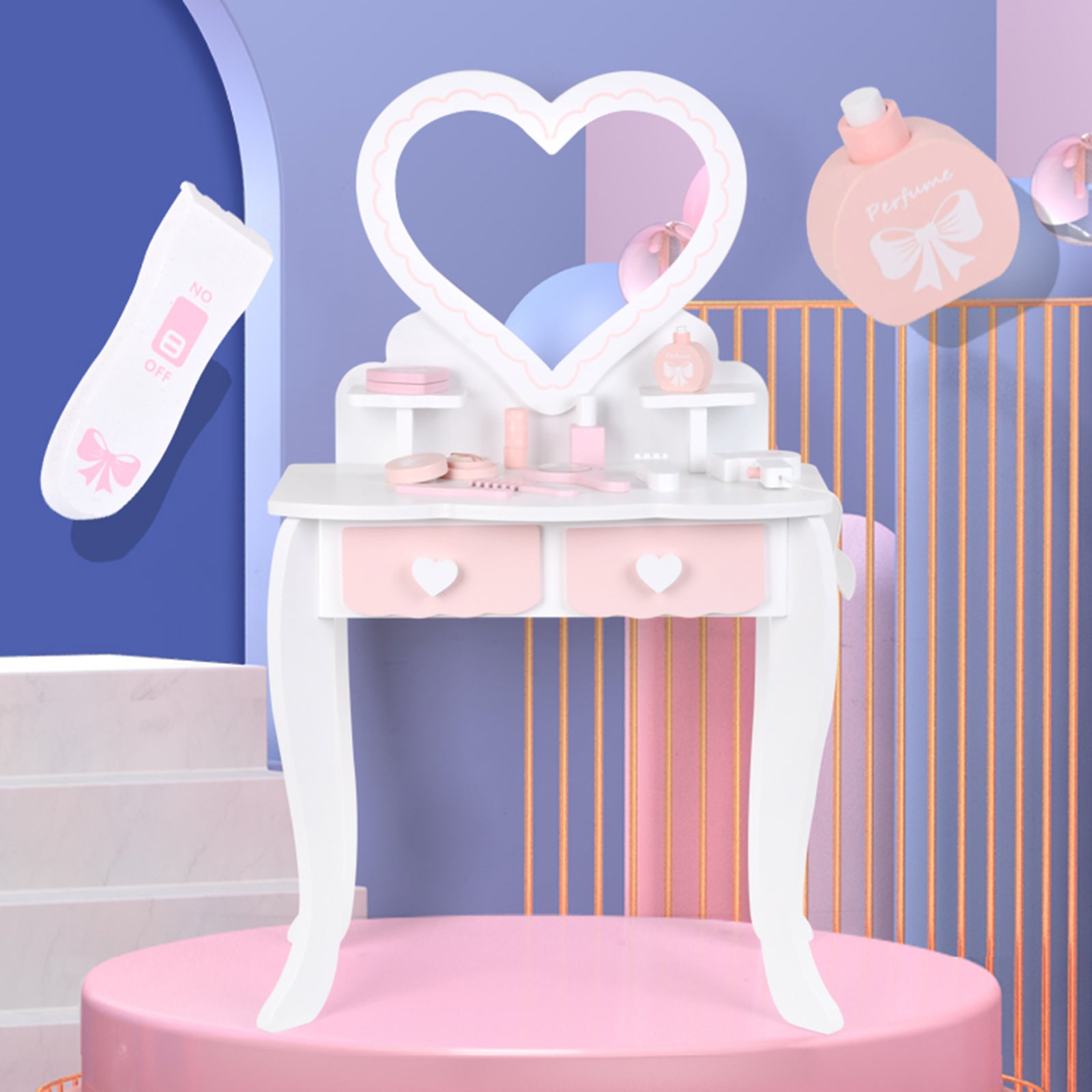 Coiffeuse Élégante pour Fillette - Ensemble Complet avec Miroir, Bureau et Tiroirs - Idée Cadeau Parfaite