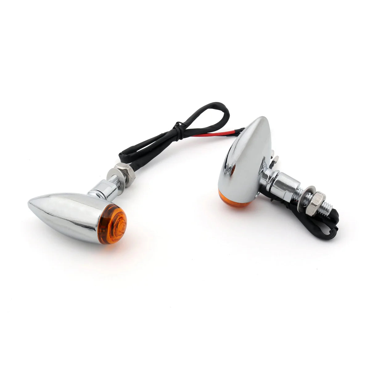 2x Bullet Murnal Signal Lights Cruiser Cruiser Chopper Harley Softail Dyna Sportster V-Rod, Universal Montage of 10 mm, Generic Amber Chrome
