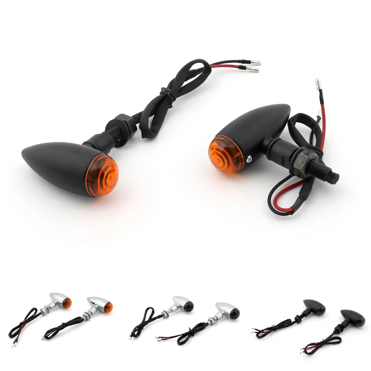 2x Bullet Murnal Signal Lights Cruiser Cruiser Chopper Harley Softail Dyna Sportster V-Rod, Universal Montage of 10 mm, Generic Amber Chrome