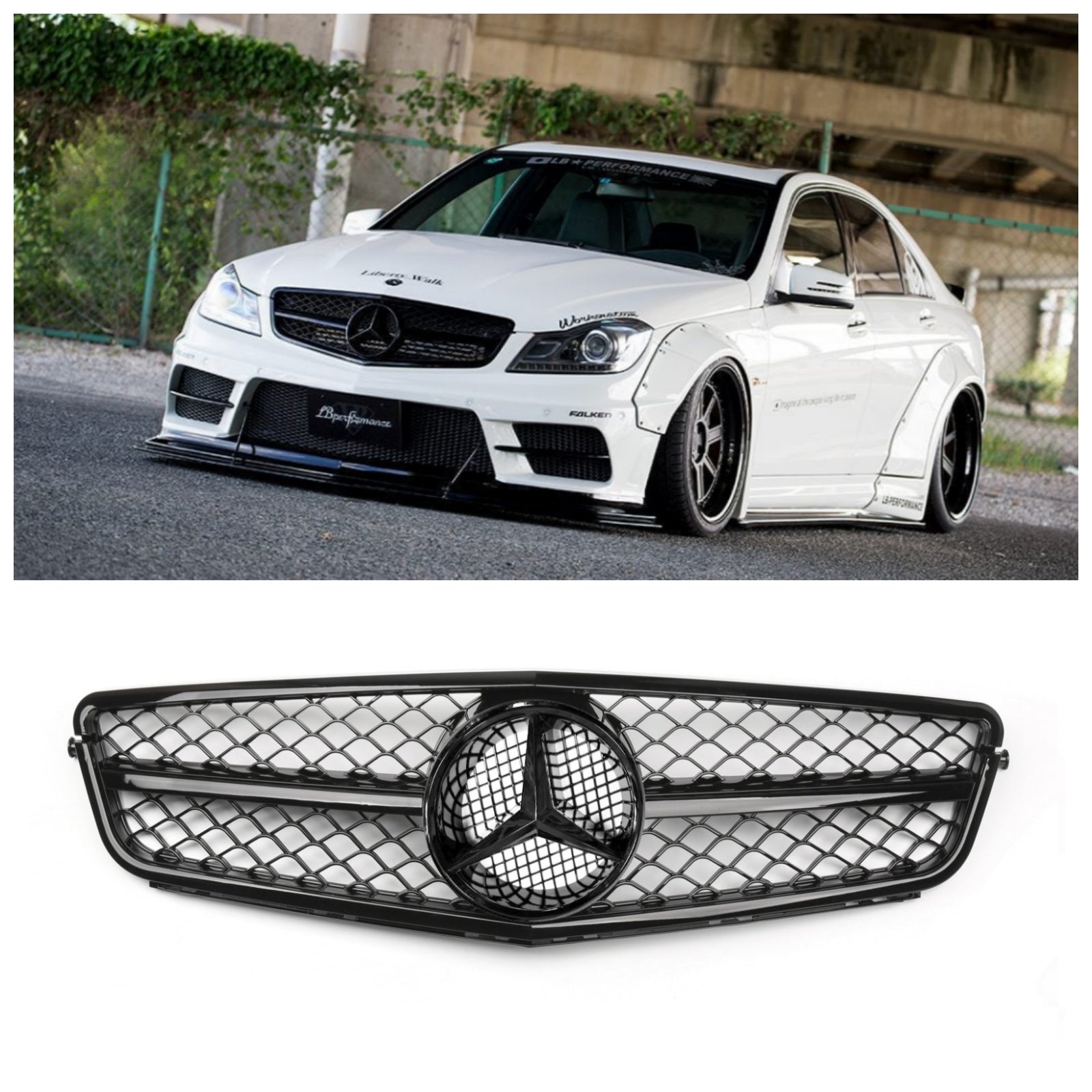 2008-2014 Classe C Benz W204 Calandre noire brillante style C300 C350 C63