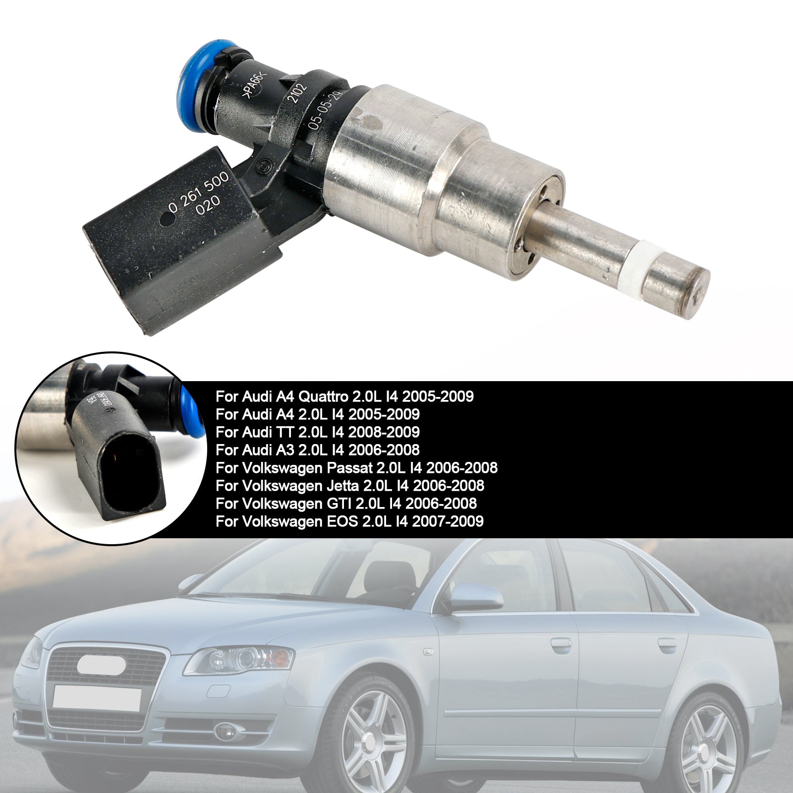 4 Pièce Injecteur de Carburant 06F906036A Compatible Audi A3 A4 A6 VW Golf Passat 2.0 TFSI