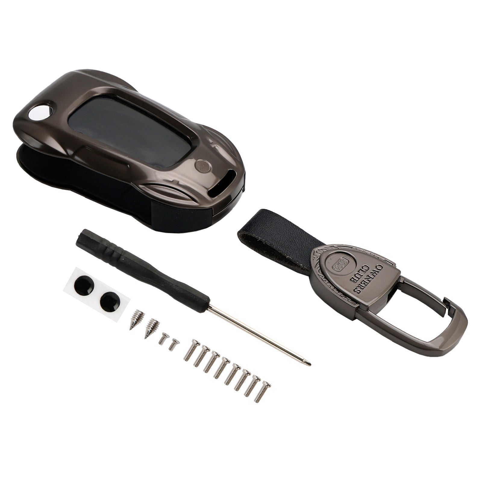 Szare etui na kluczyki ze skóry i stopu cynku do Audi A1 A3 S3