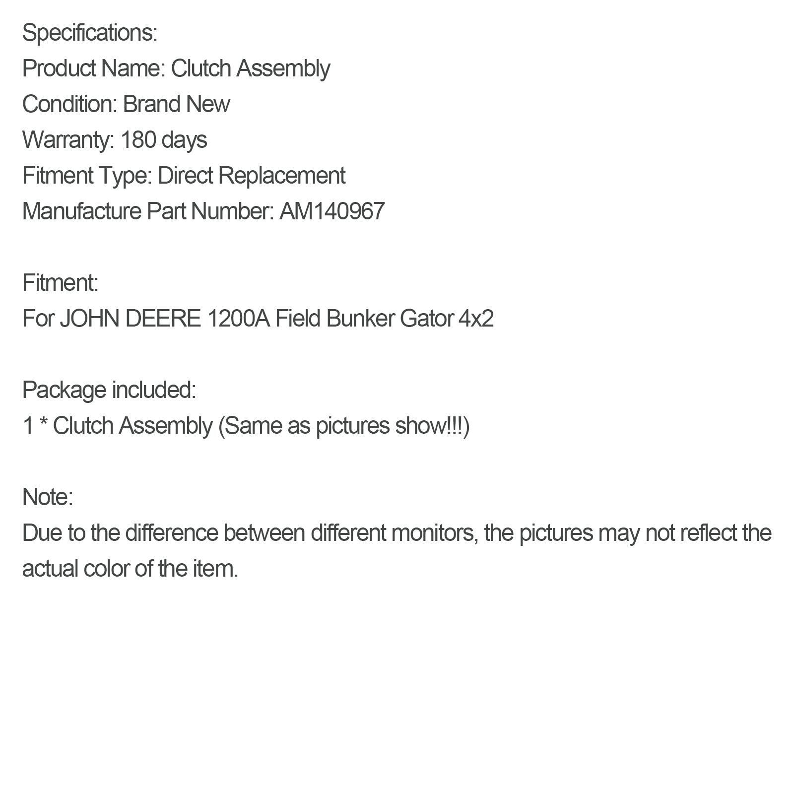 Embrague secundario de polea impulsada por transeje AM140967 para John Deere Gator 4X2