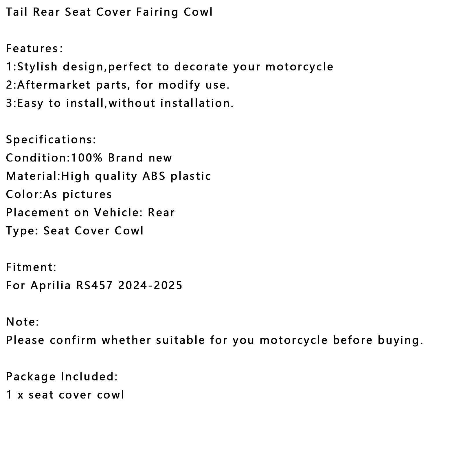 Zadnji oprijem za sedlo za Aprilia Rs 457 2024-2025