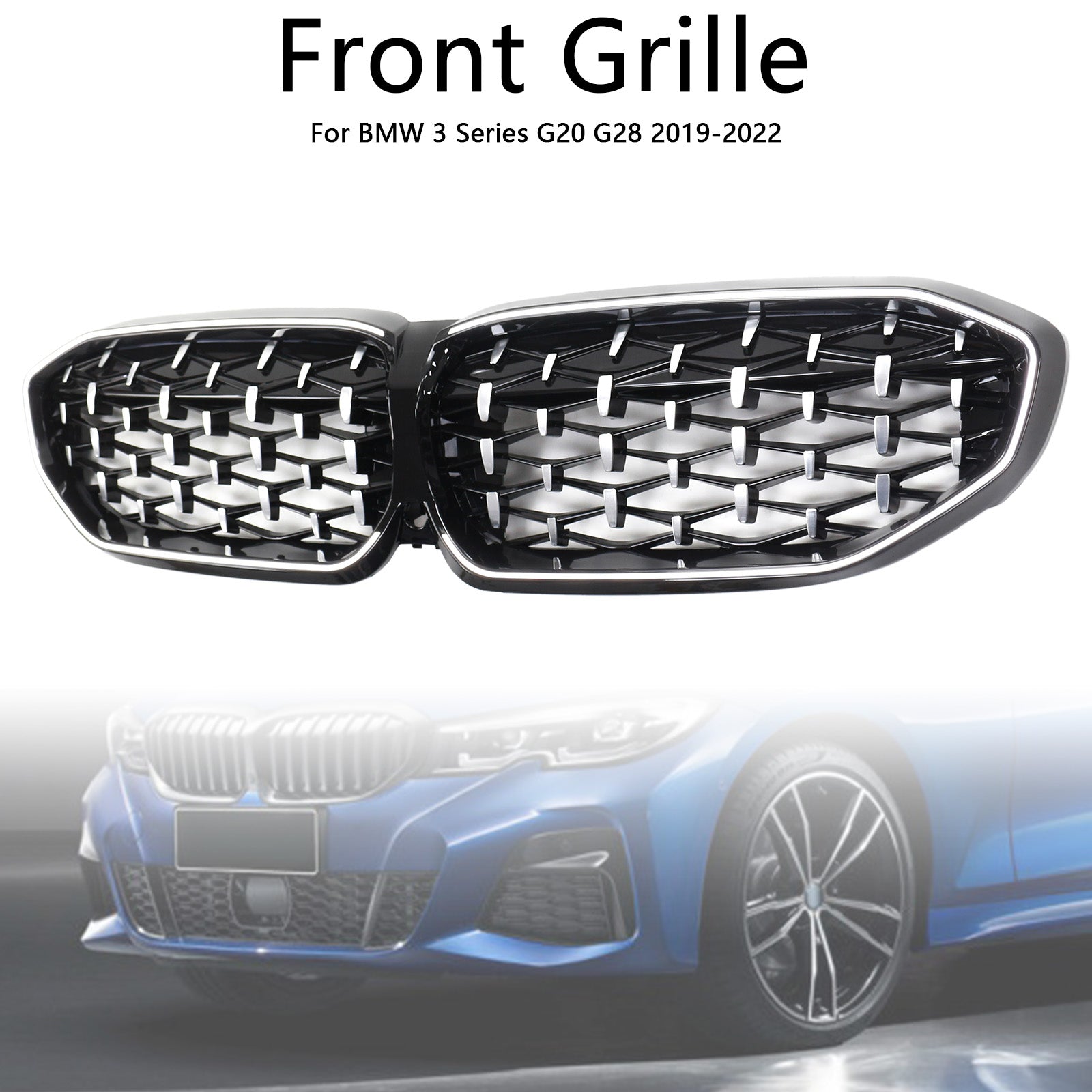 Grille de calandre en forme de diamant pour BMW Série 3 G20 2019-2022 51138072085