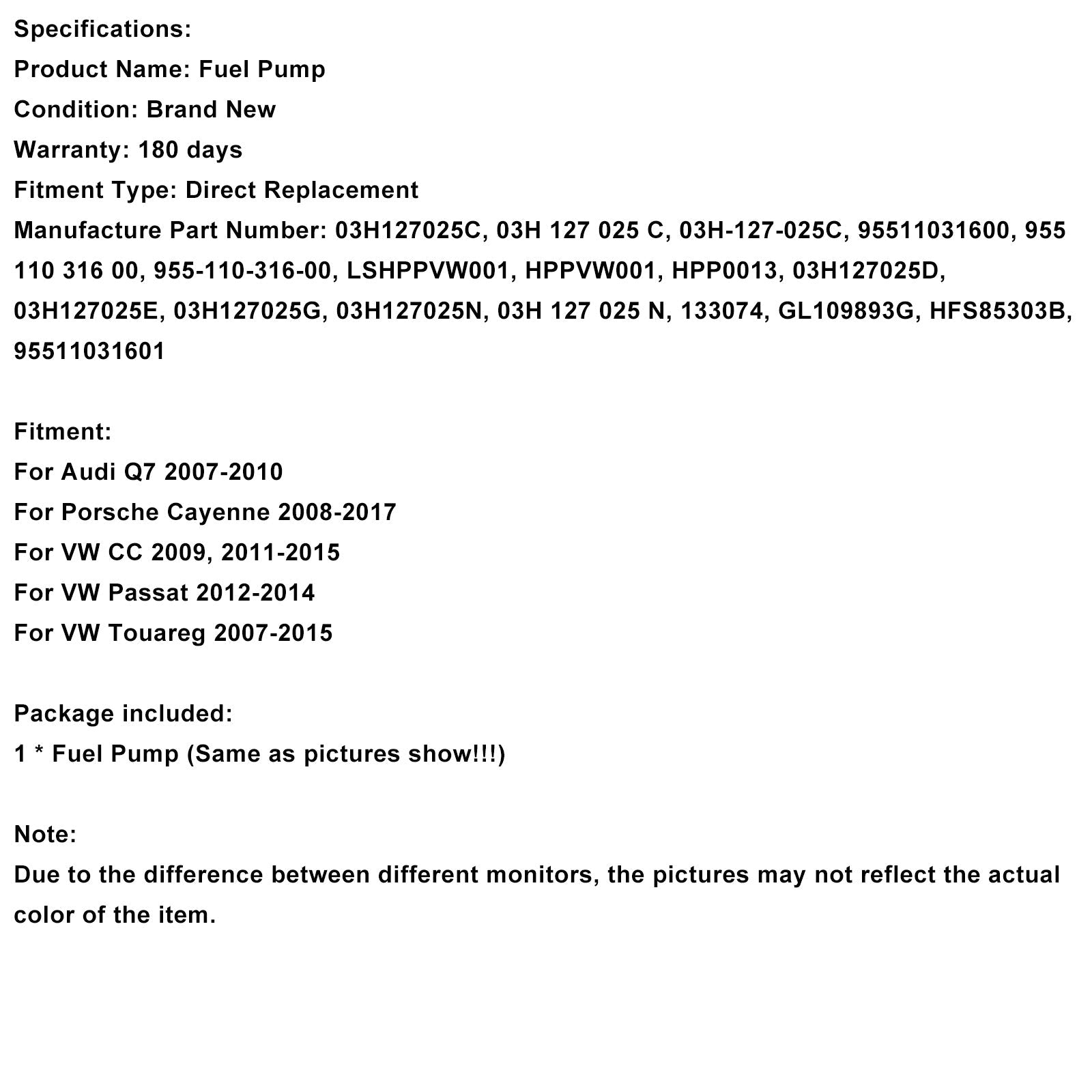 Hogedrukbrandstofpomp voor VW Touareg (2007-2015) - Onderdeelnummer : 03H127025C