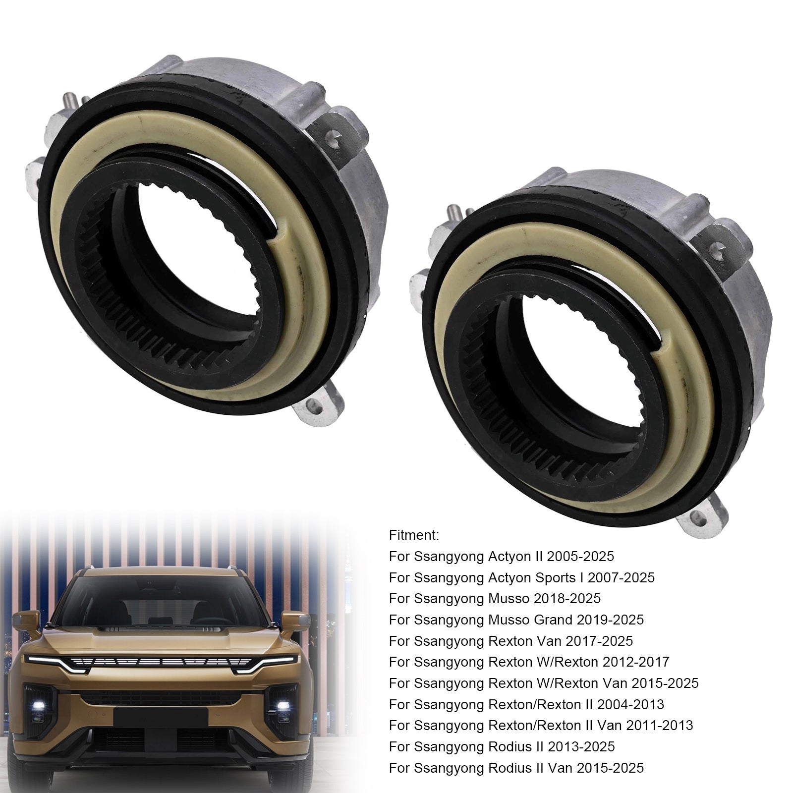 2 moyeux de roue avant manuels à verrouillage 4151009000 pour Ssangyong ACTYON 2005-2025