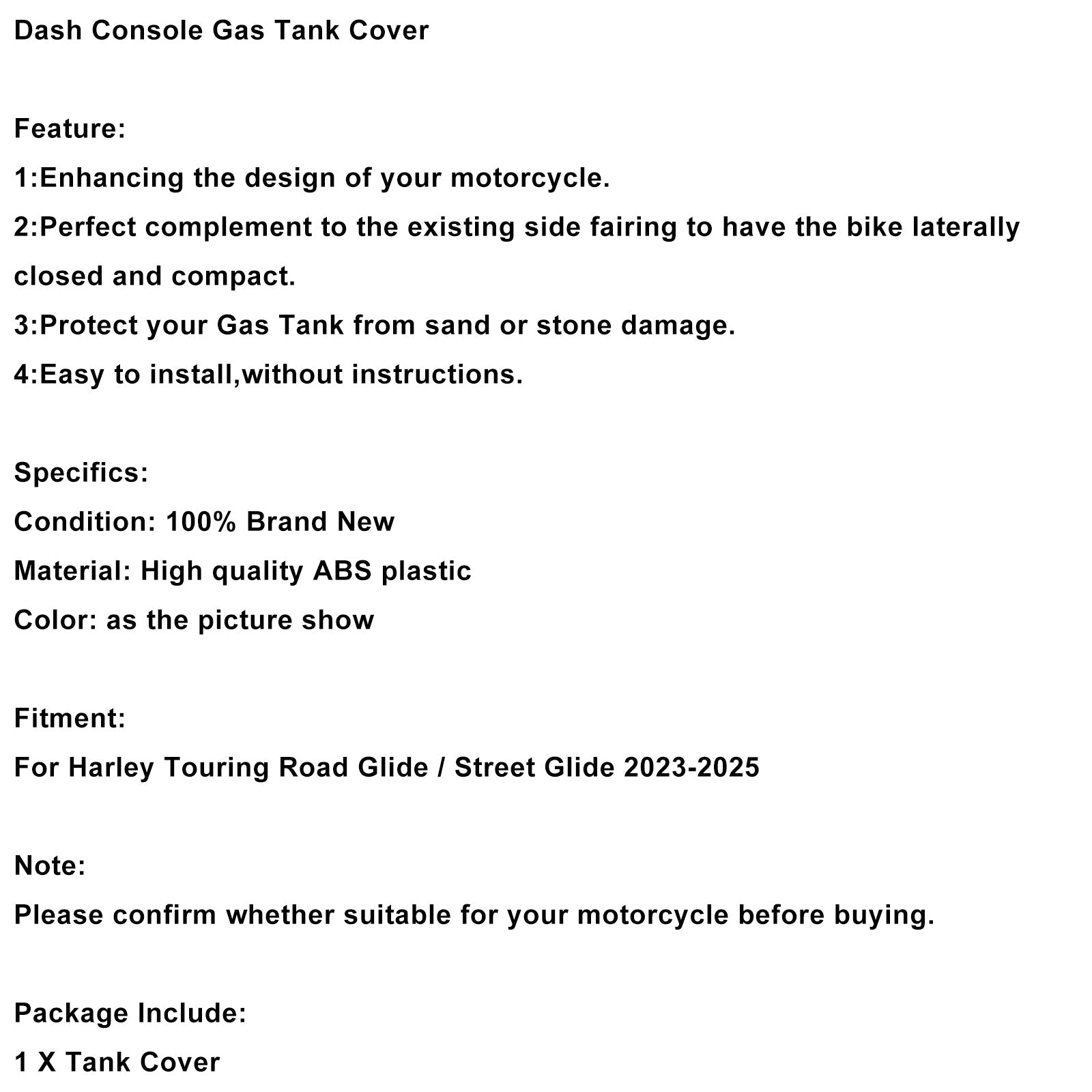 Pokrov rezervoarja d&Rezervoar za gorivo v armaturni plošči za Touring Road Glide/Street Glide 2023–2025