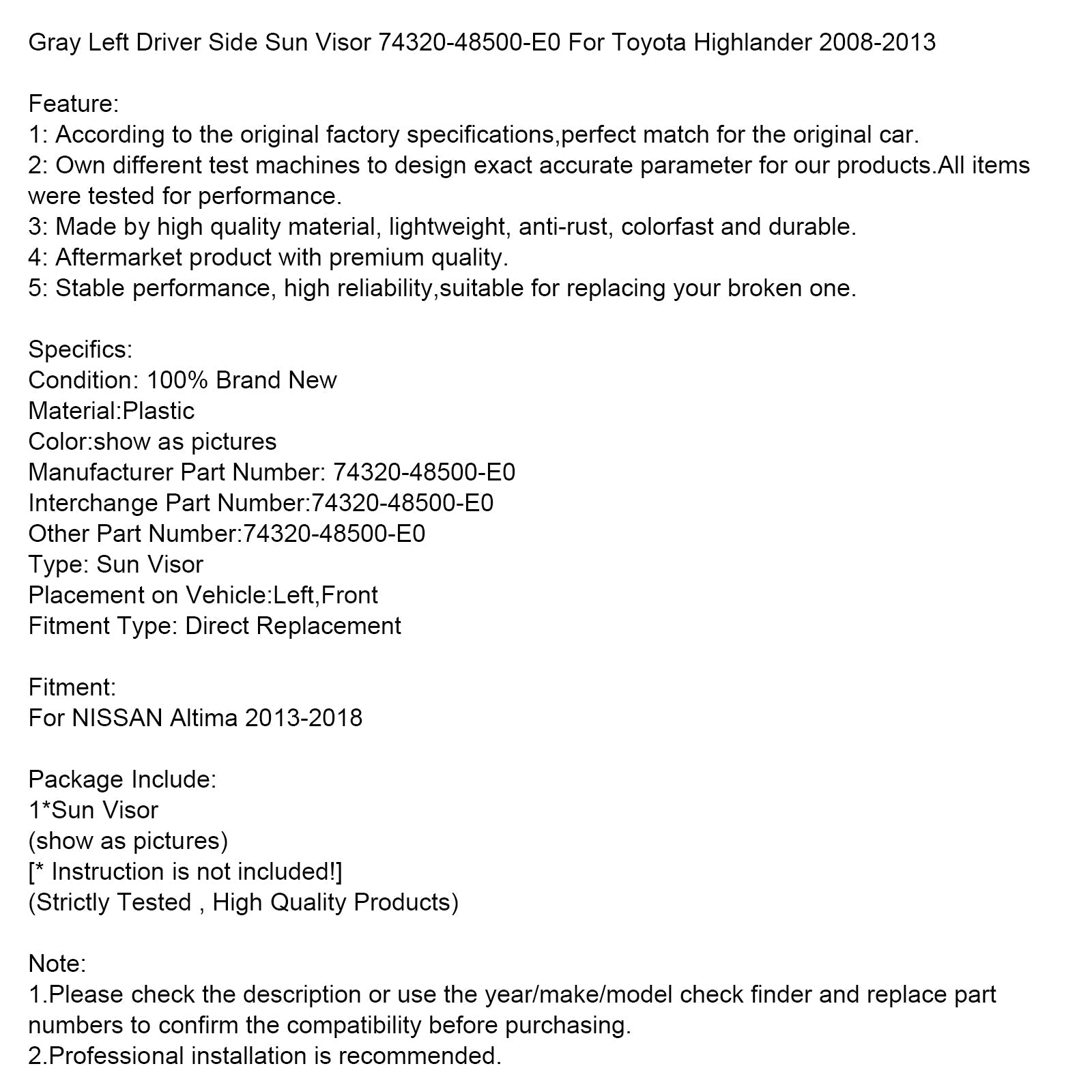 Sivi sonci na levi strani za Hondo Sporazum 2008-2017 74320-48500-E0