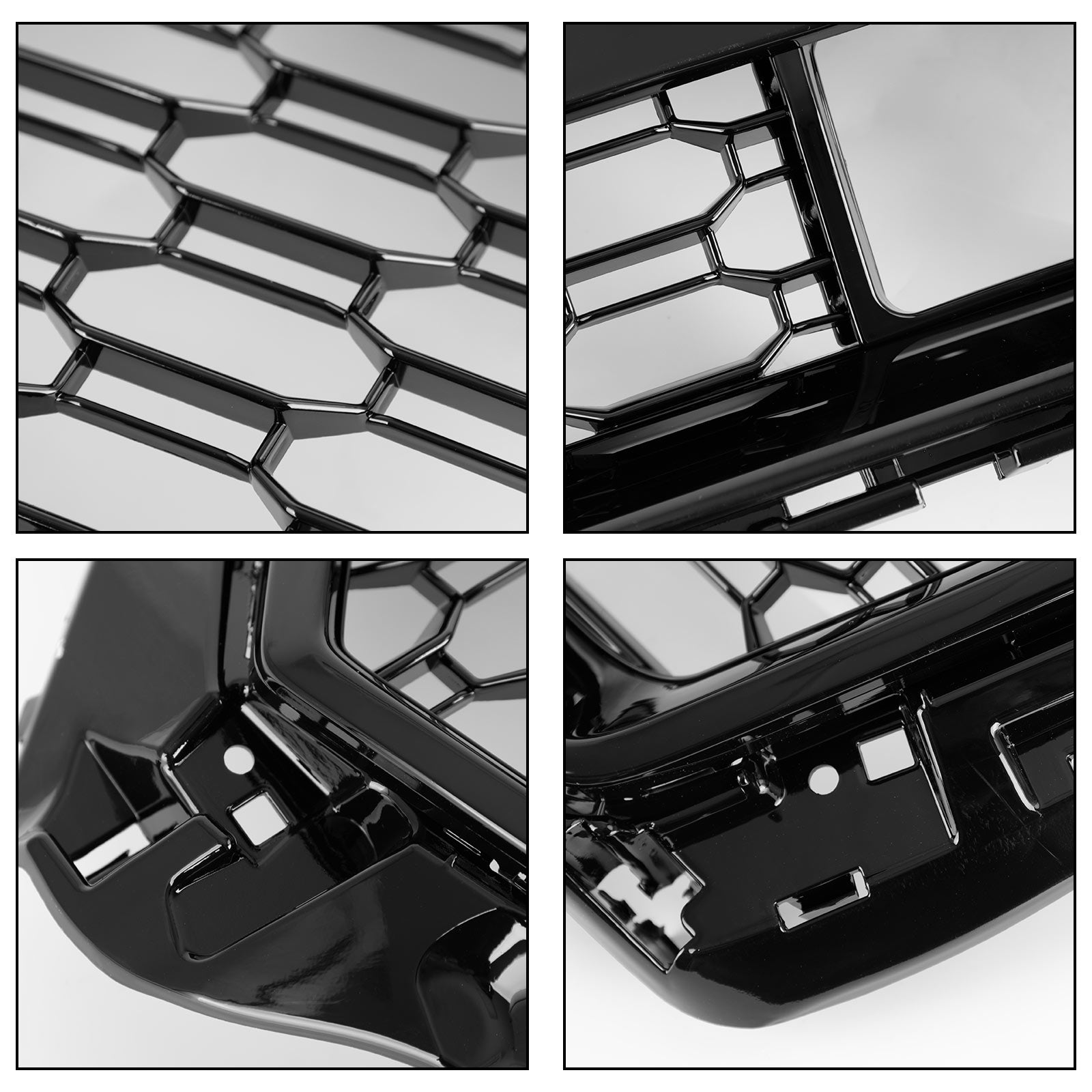 Calandre avant en nid d'abeille de style Audi A3 S3 RS3 2017-2019 avec noir brillant ACC