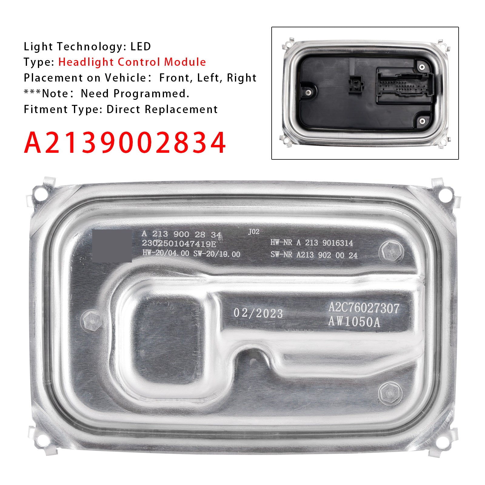 Mercedes-Benz CLS53 AMG LED-ajovalojen ohjausmoduuli 2020-2023 A2139002834