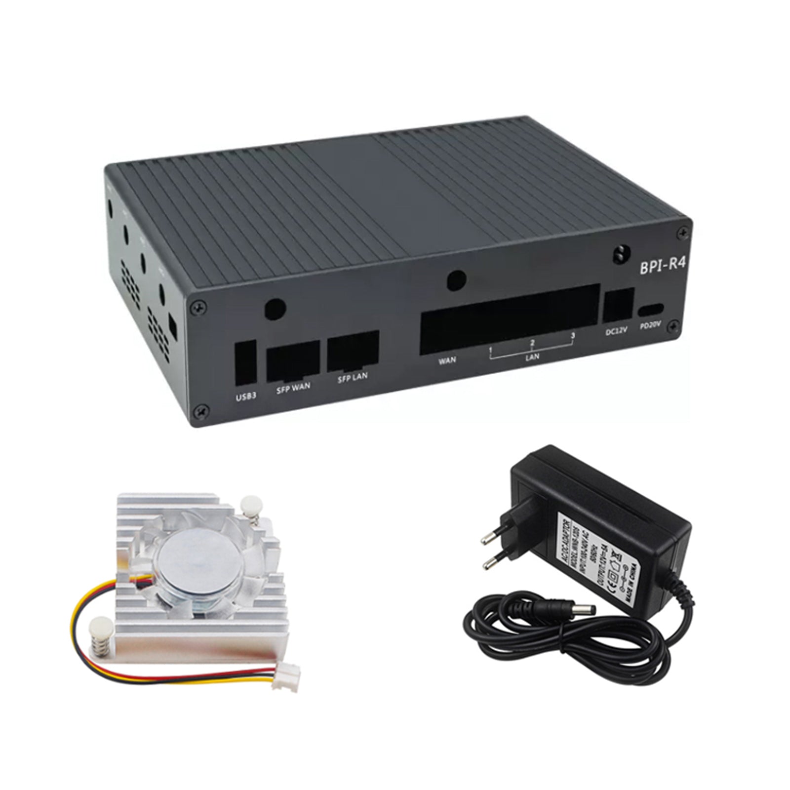 Beschermende schaal in aluminium voor banaan Pi R4 met radiator