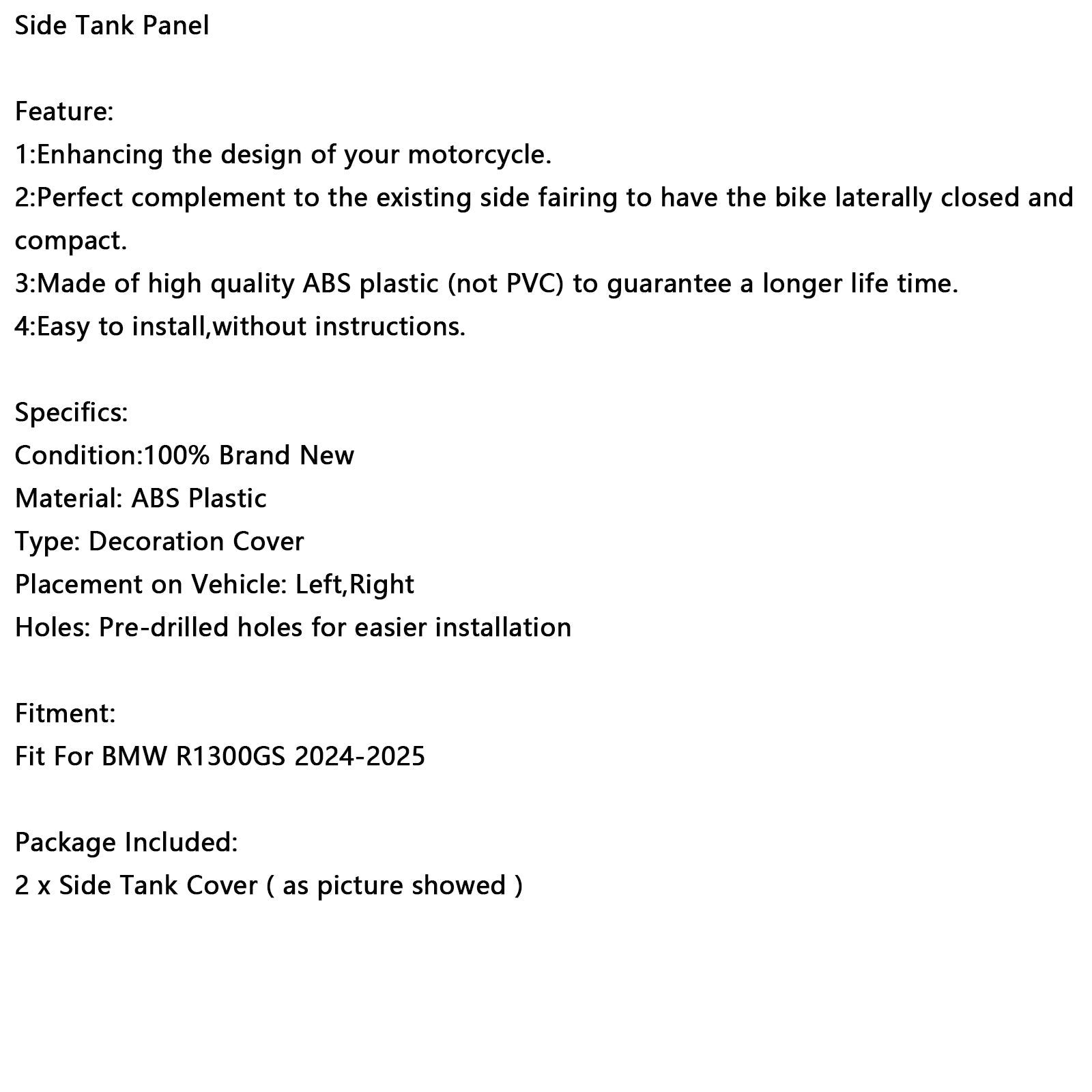 Couvercle de réservoir latéral et carénage pour BMW R1300GS 2024-2025