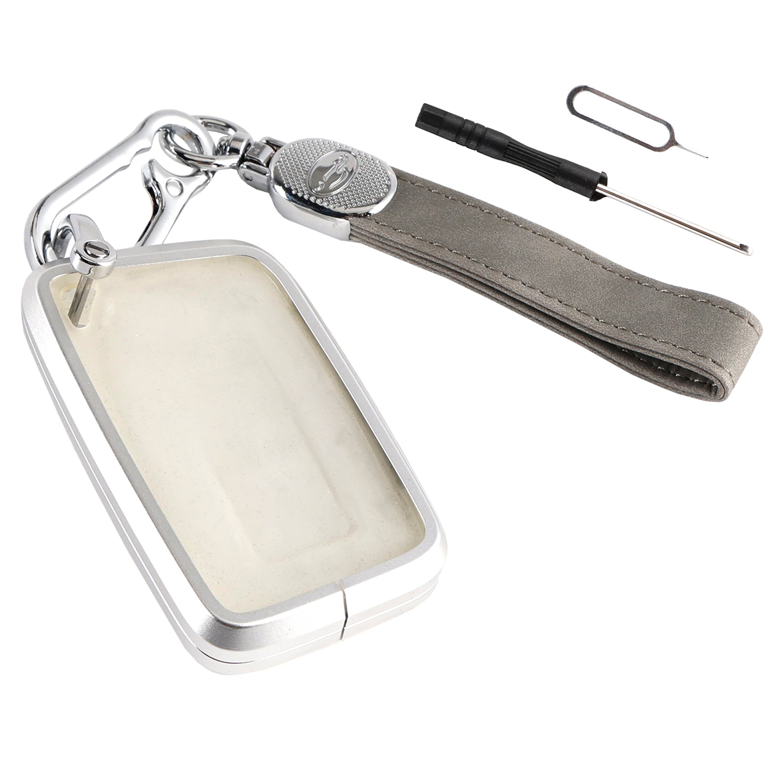 Beschermschaal van legering&Zachte TPU aluminium autosleutelhoes voor Lexus IS GS ES RX grijs