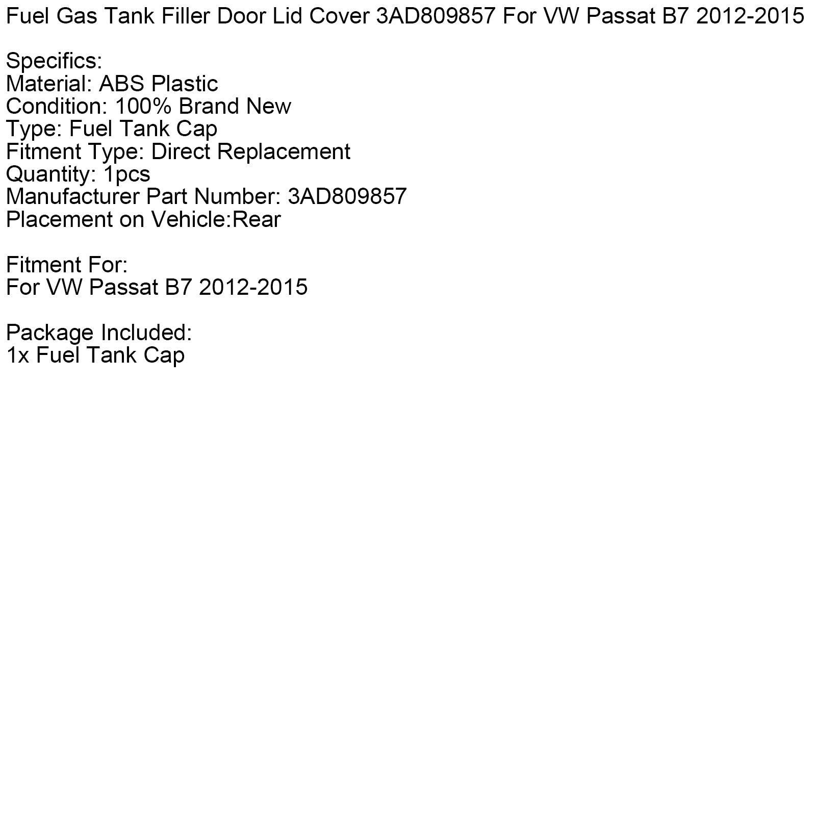 Pokrov posode za gorivo 3AD809857 za VW Passat B7 2012-2015