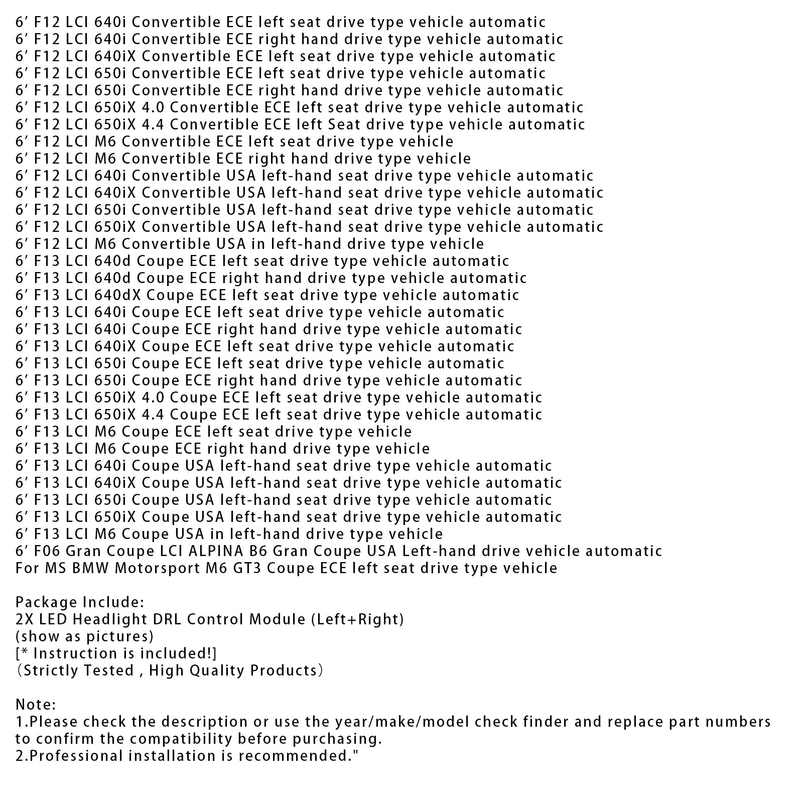 LED-moduuli Angel Eye Yellow for Dayort Fires BMW F06, F12, F13, LCI, M6, Series 6, 2 kappaletta, 2016-2019