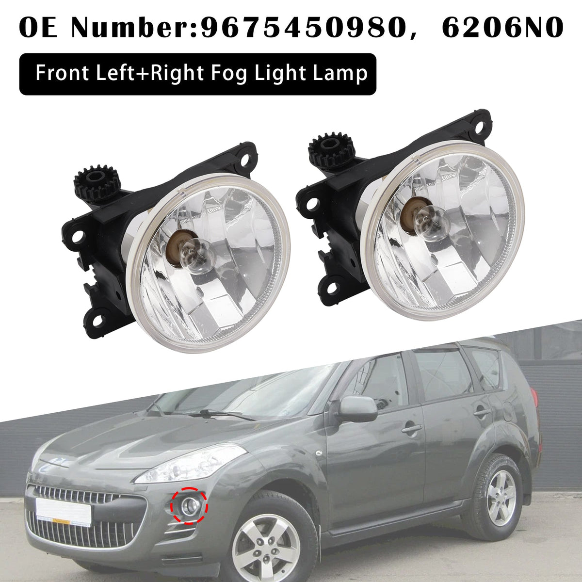 2 feux antibrouillard avant 9675450980 pour Peugeot 208 308 2008 2013-2019