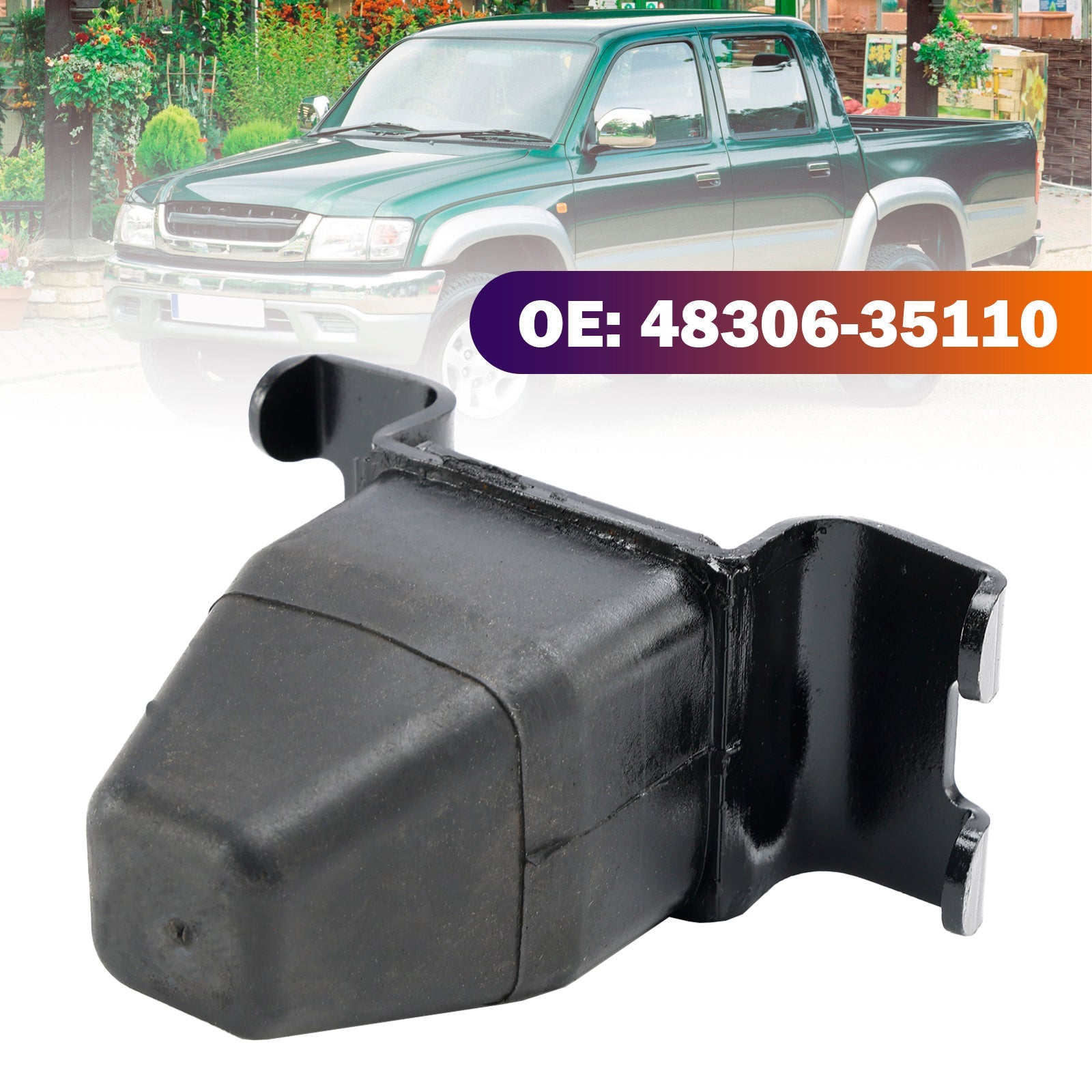 08/2001-07/2005 Toyota Hilux Pickup MK5 KDN165 2.5TD Achtervering Lente Hump Stop R/H of L/H 48306-35110