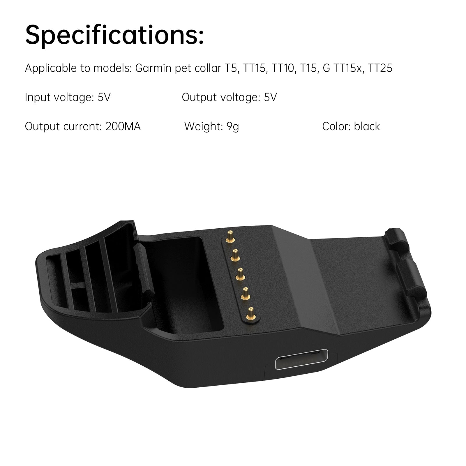 Cable de carga para collar de Garmin para PET T5/TT15/TT10/T15 G TT15X TT25