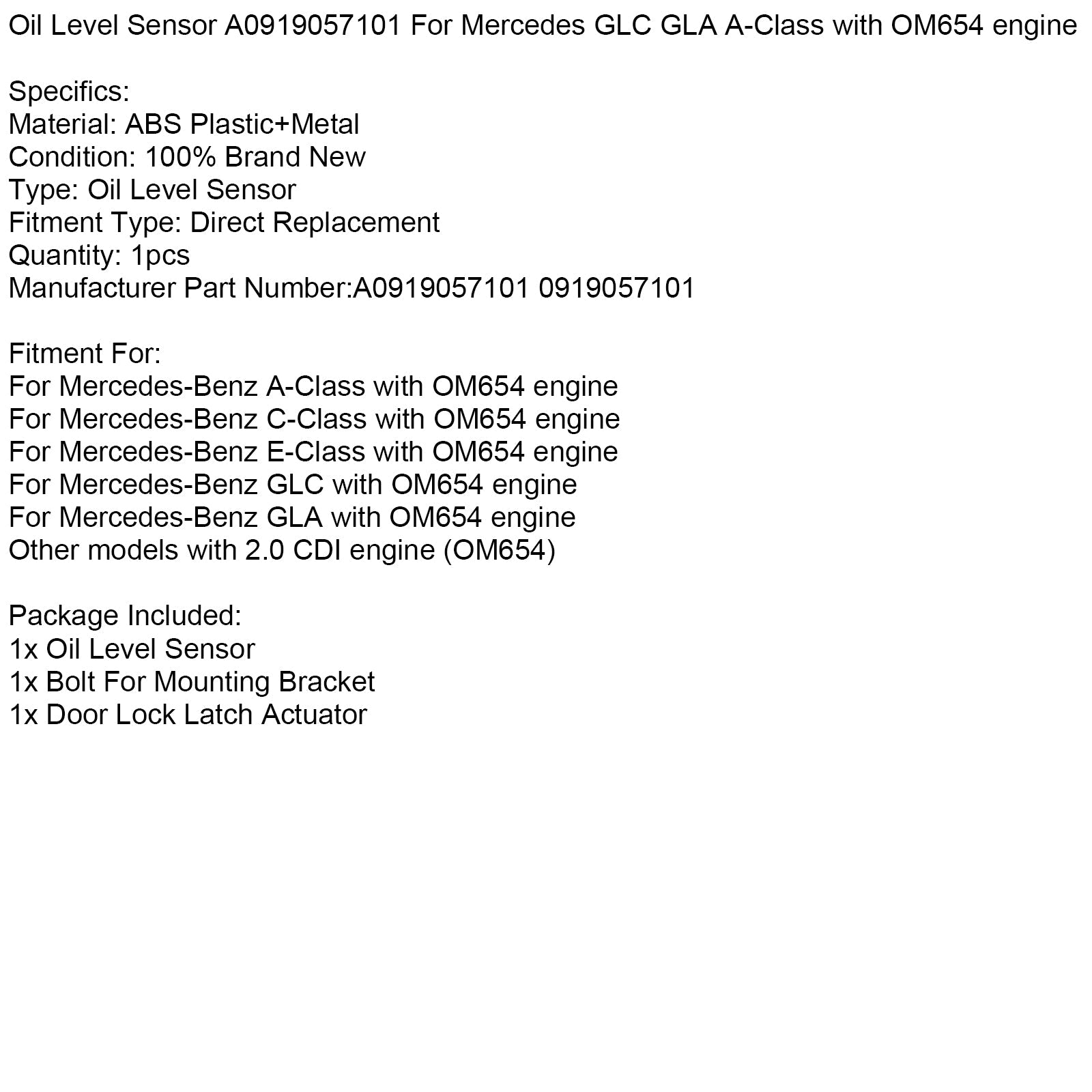 Senzor nivoja&Olje A0919057101 za Mercedes GLC GLA razreda A z motorjem OM654